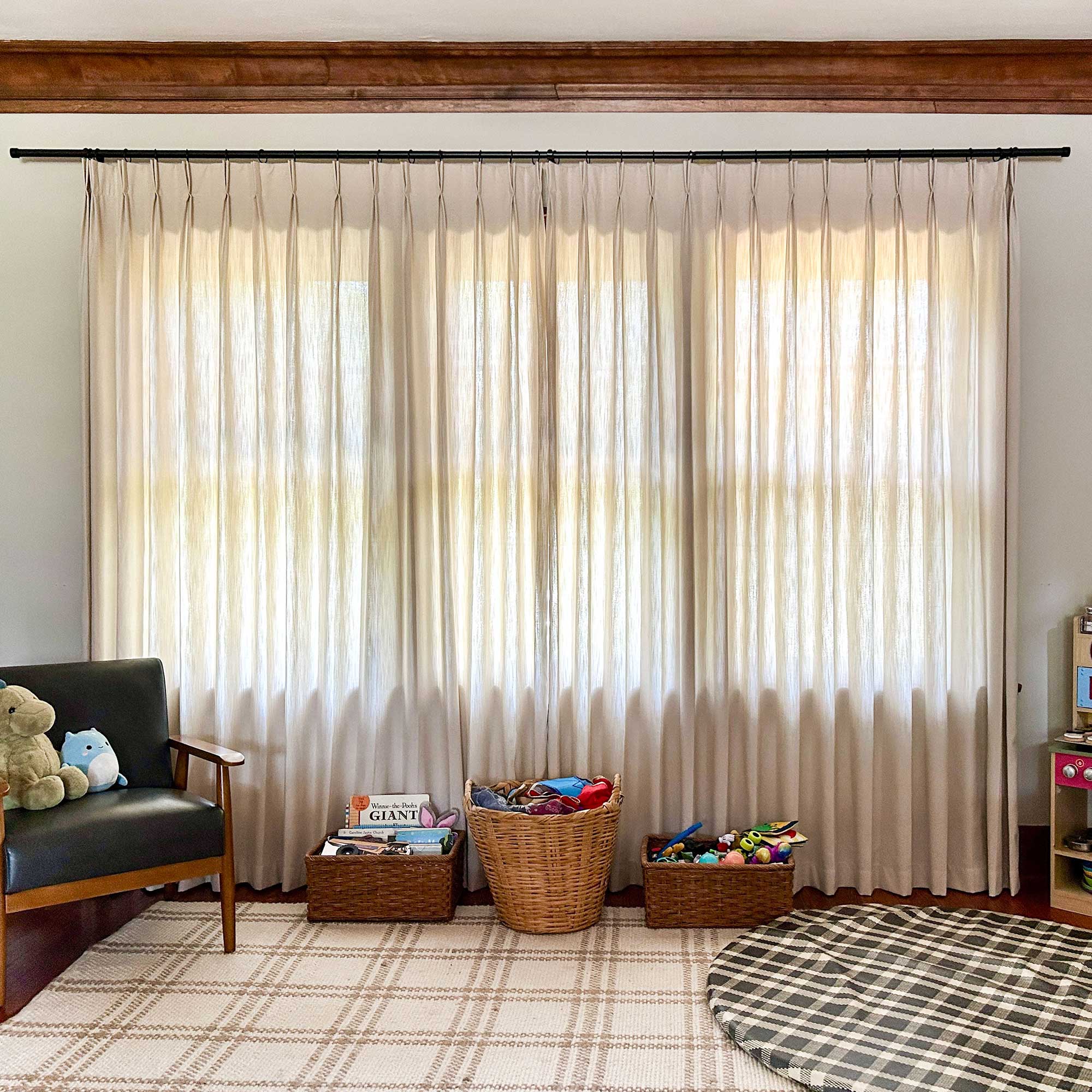 Elvonaeoly Solid Texture Cotton Curtains