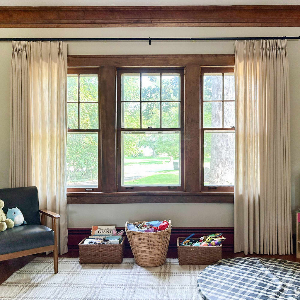 Elvonaeoly Solid Texture Cotton Curtains