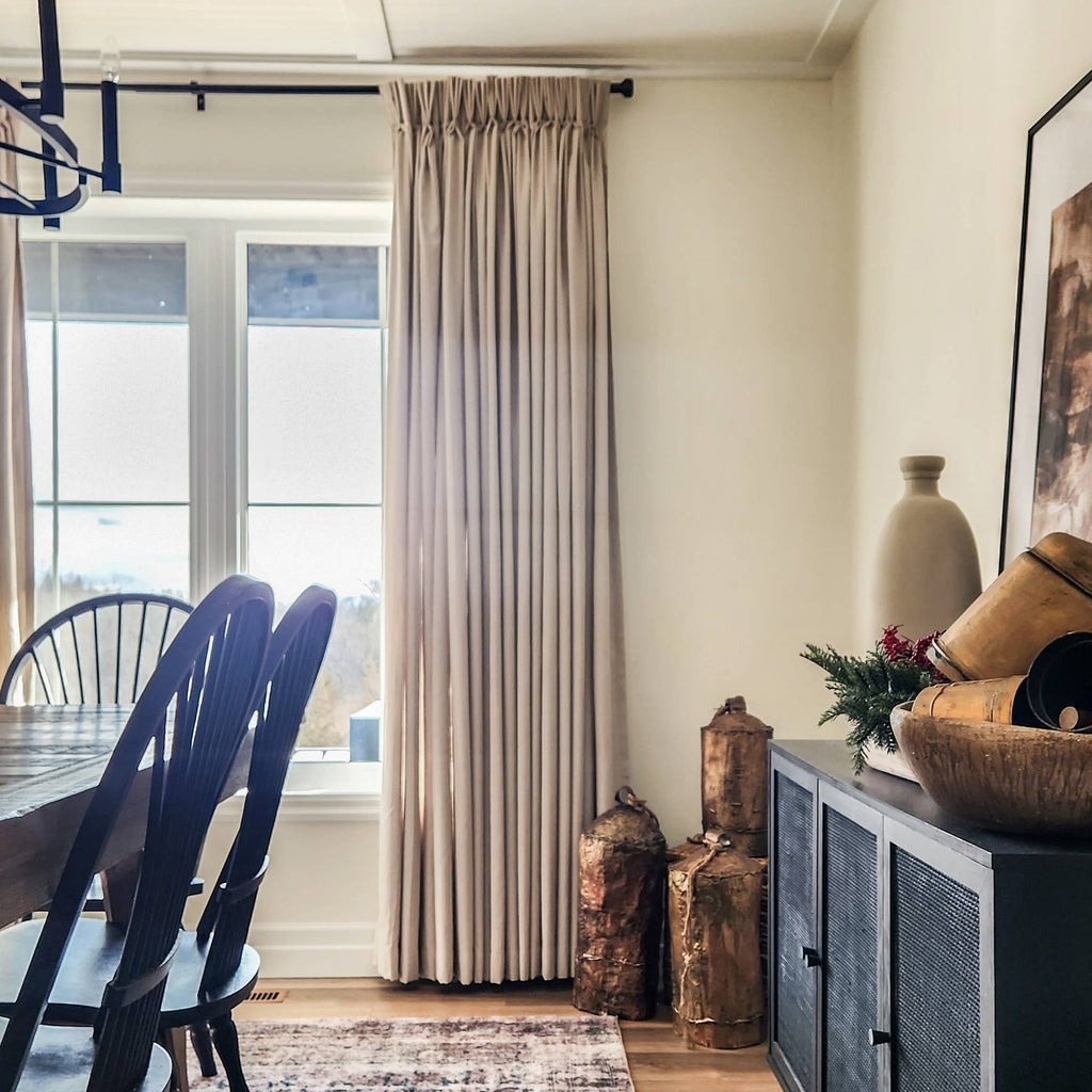 Elvonaeoly Solid Texture Cotton Curtains