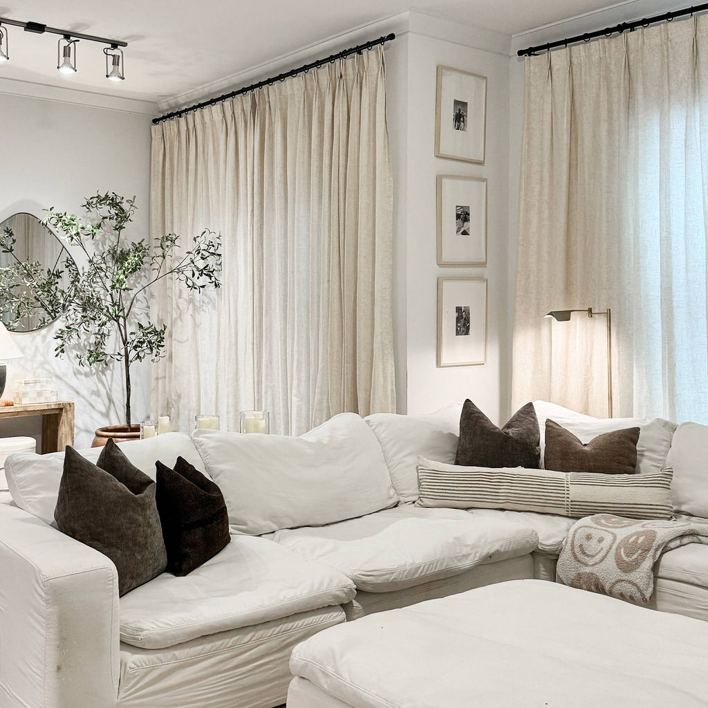 Elvonaeoly Linen Semi Sheer Curtains