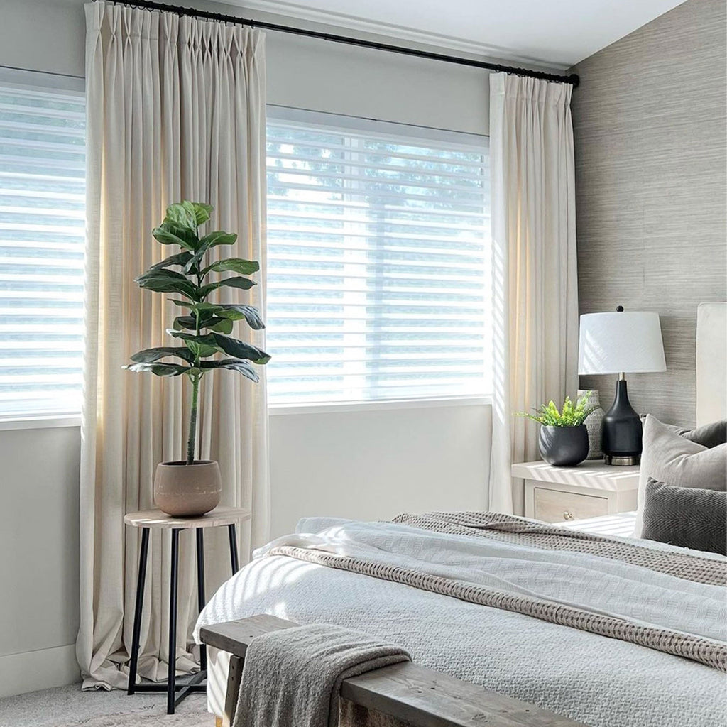 Elvonaeoly Cotton Blend Linen Look Curtains