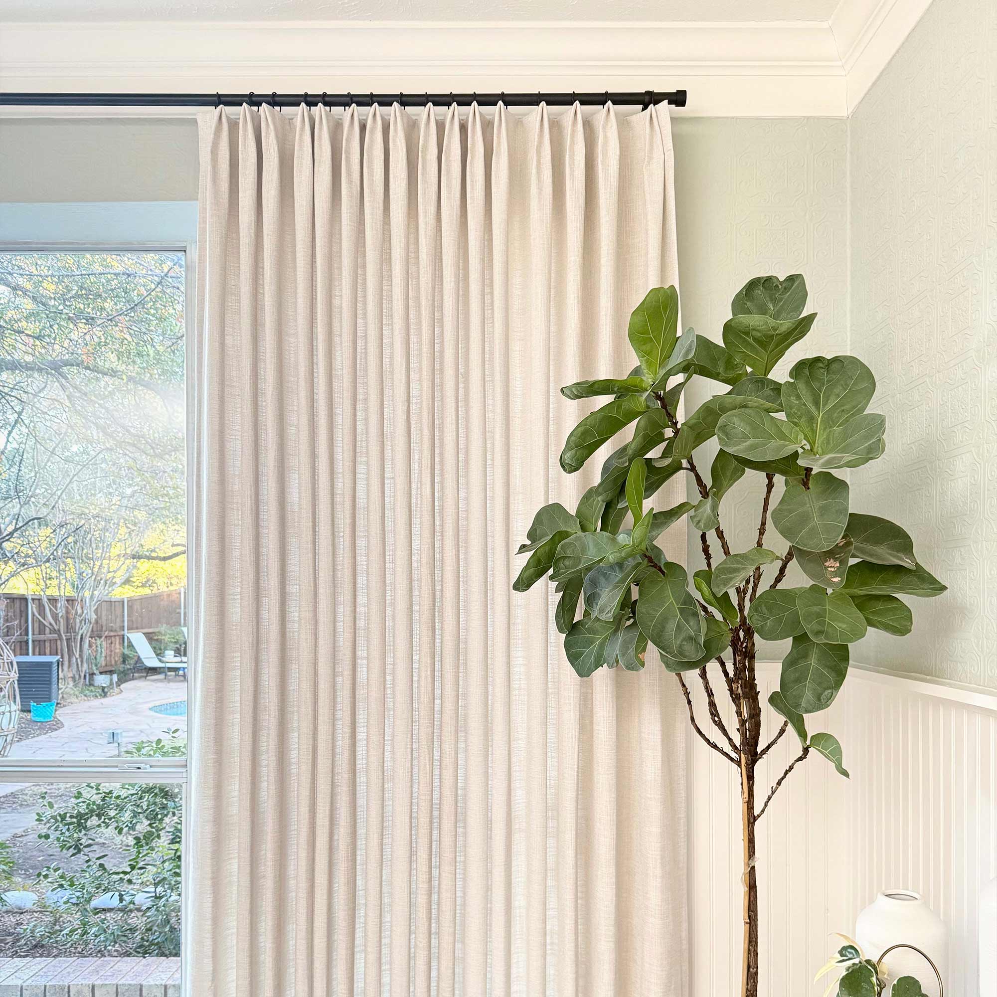 Elvonaeoly Cotton Blend Linen Look Curtains