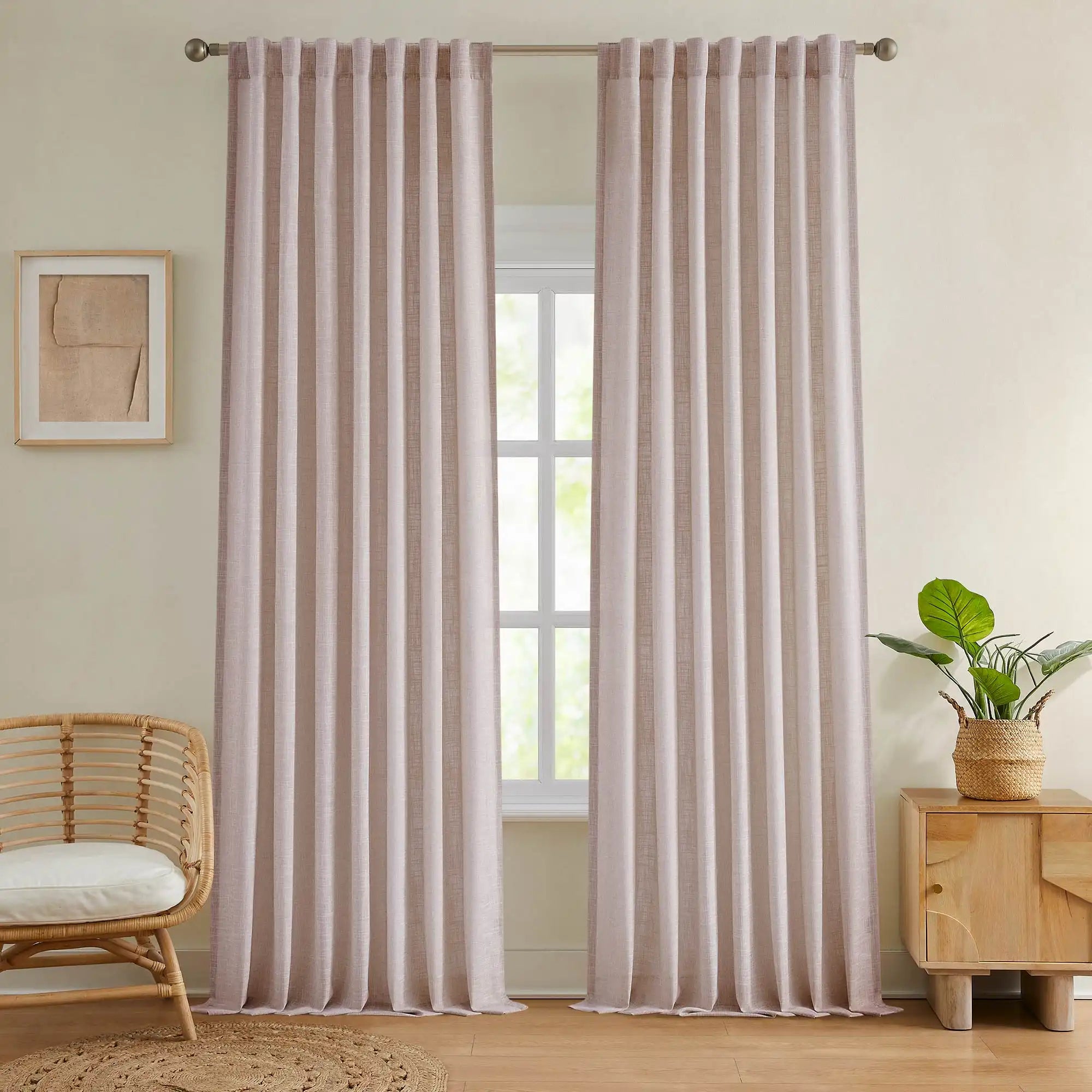 Elvonaeoly Crossweave Linen Look Custom Curtains