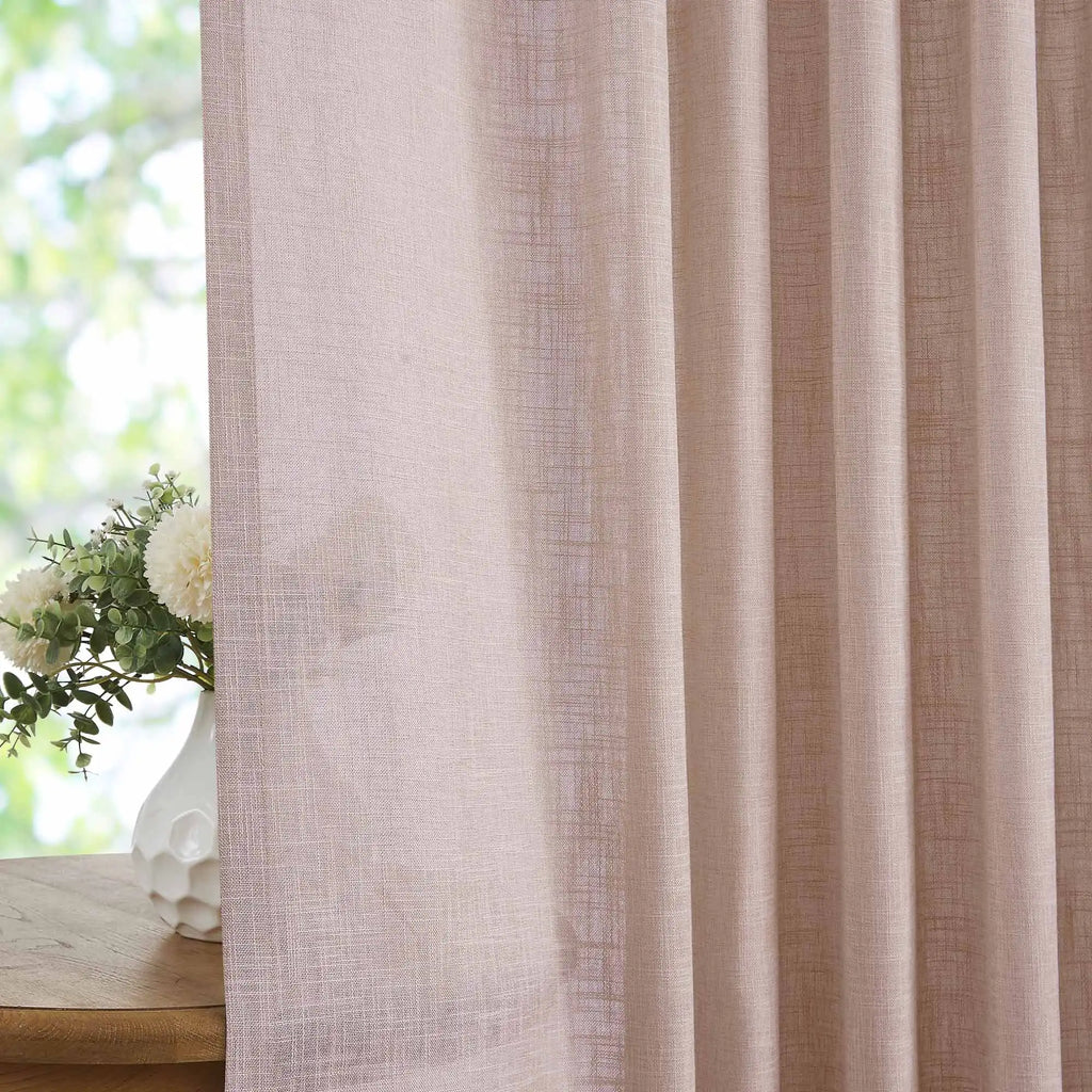 Elvonaeoly Crossweave Linen Look Custom Curtains