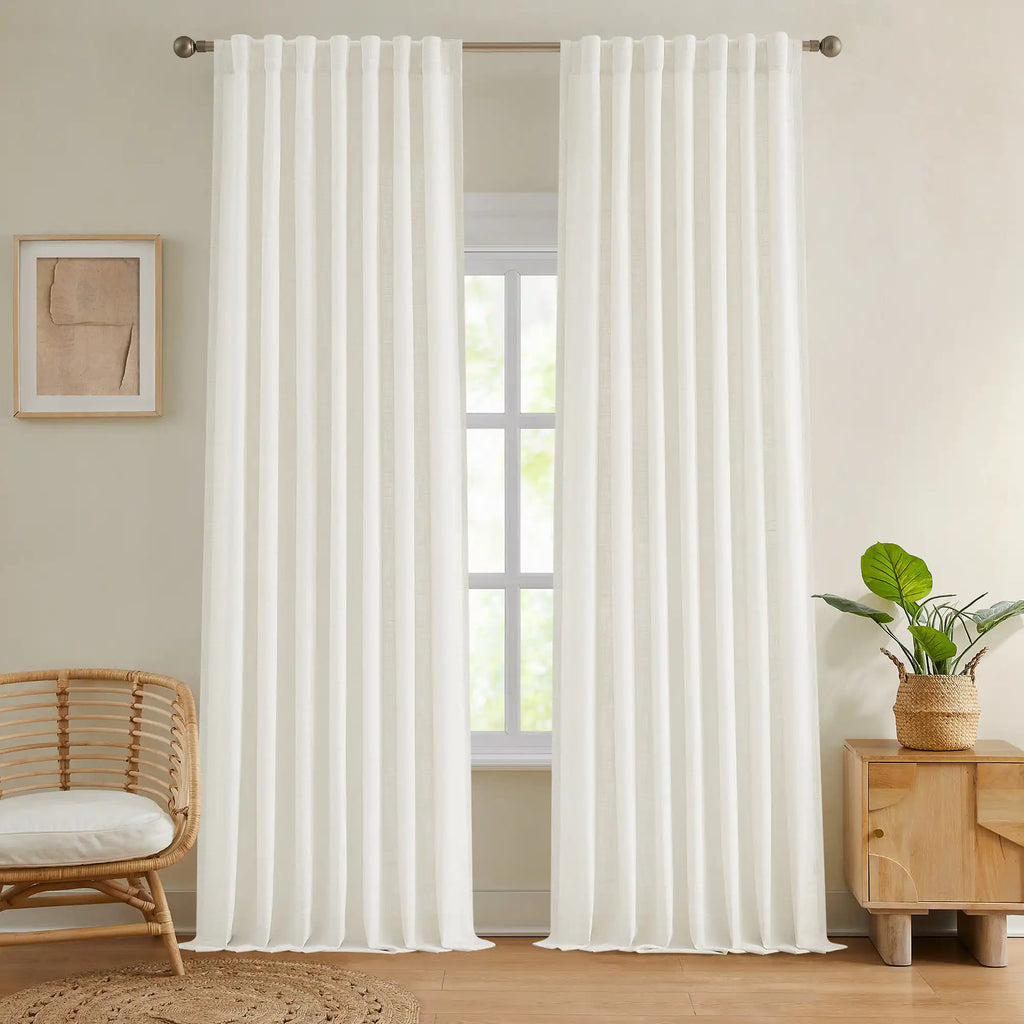 Elvonaeoly Crossweave Linen Look Custom Curtains