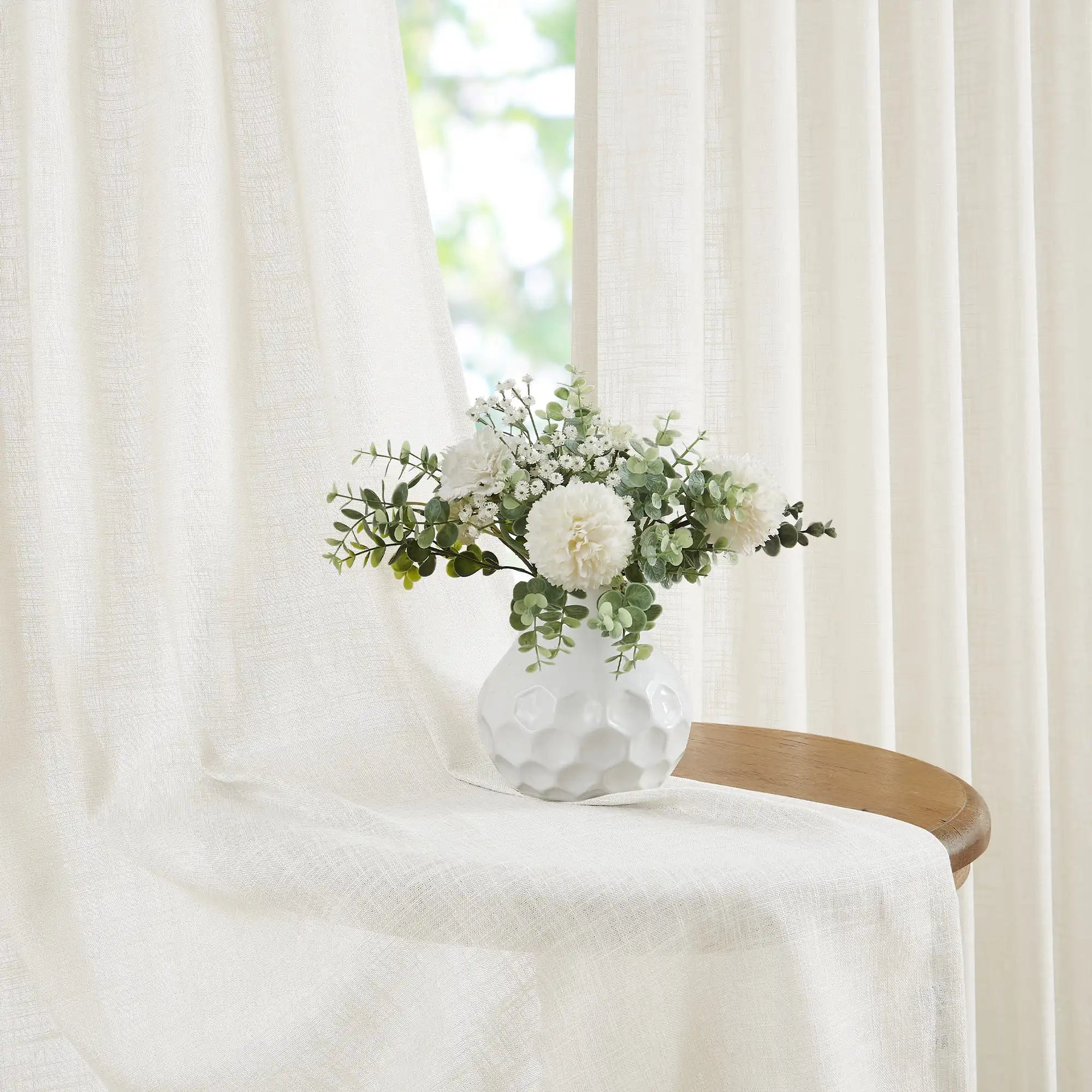 Elvonaeoly Crossweave Linen Look Custom Curtains