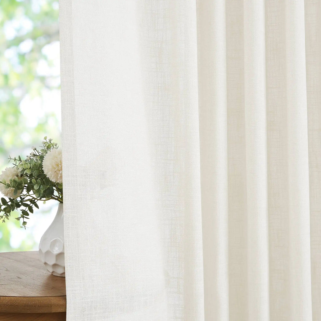 Elvonaeoly Crossweave Linen Look Custom Curtains