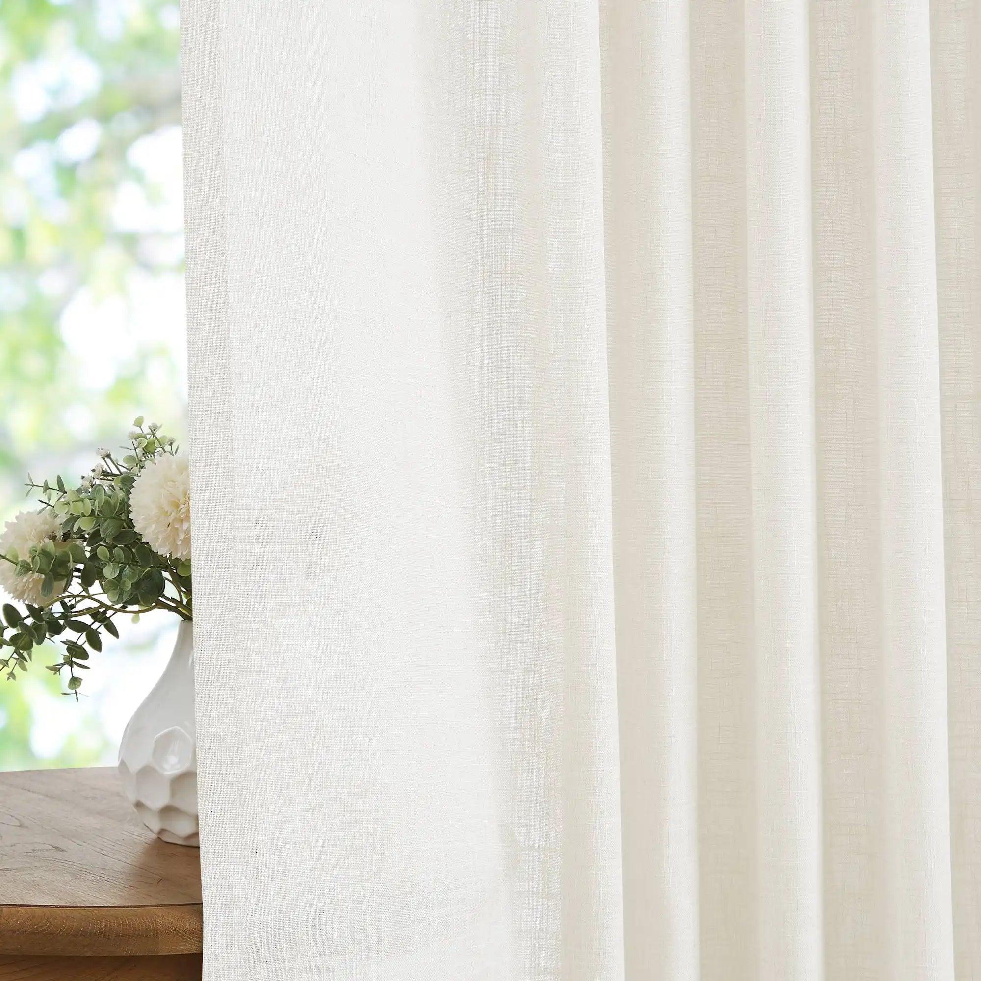 Elvonaeoly Crossweave Linen Look Custom Curtains