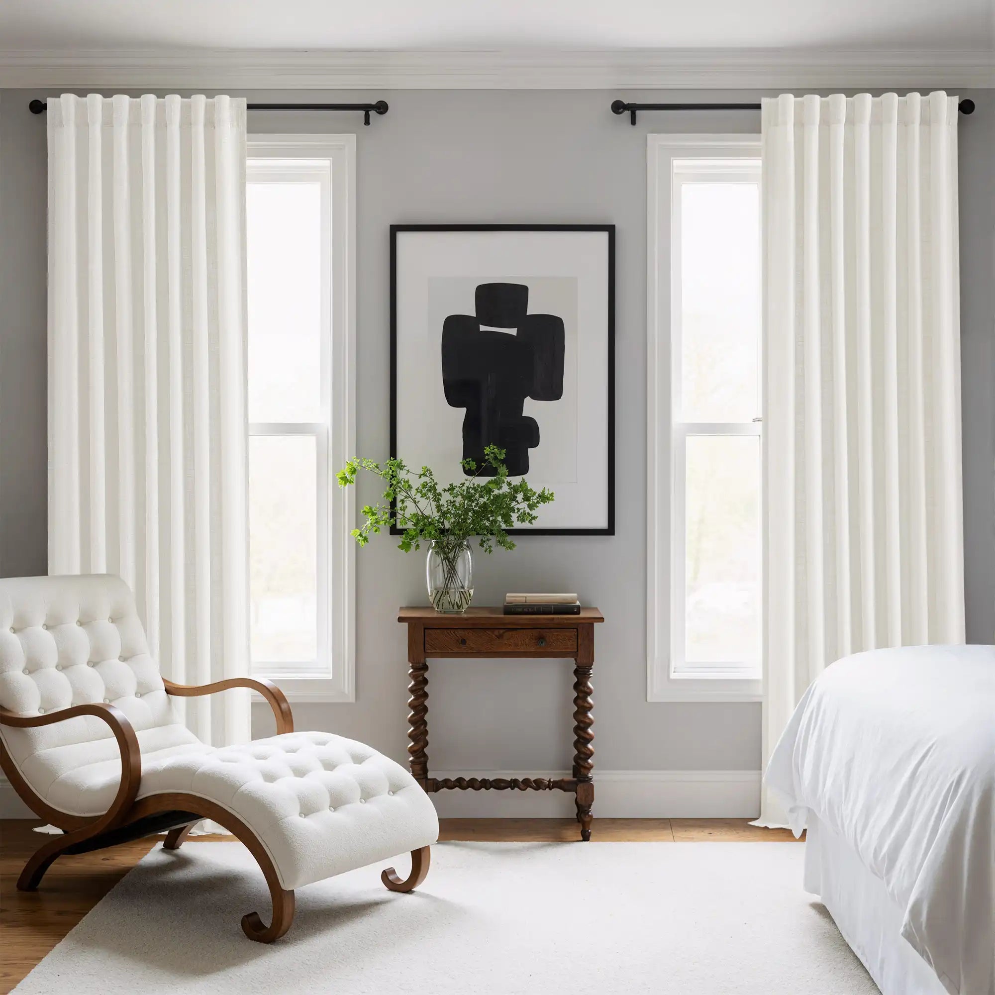 Elvonaeoly Crossweave Linen Look Custom Curtains