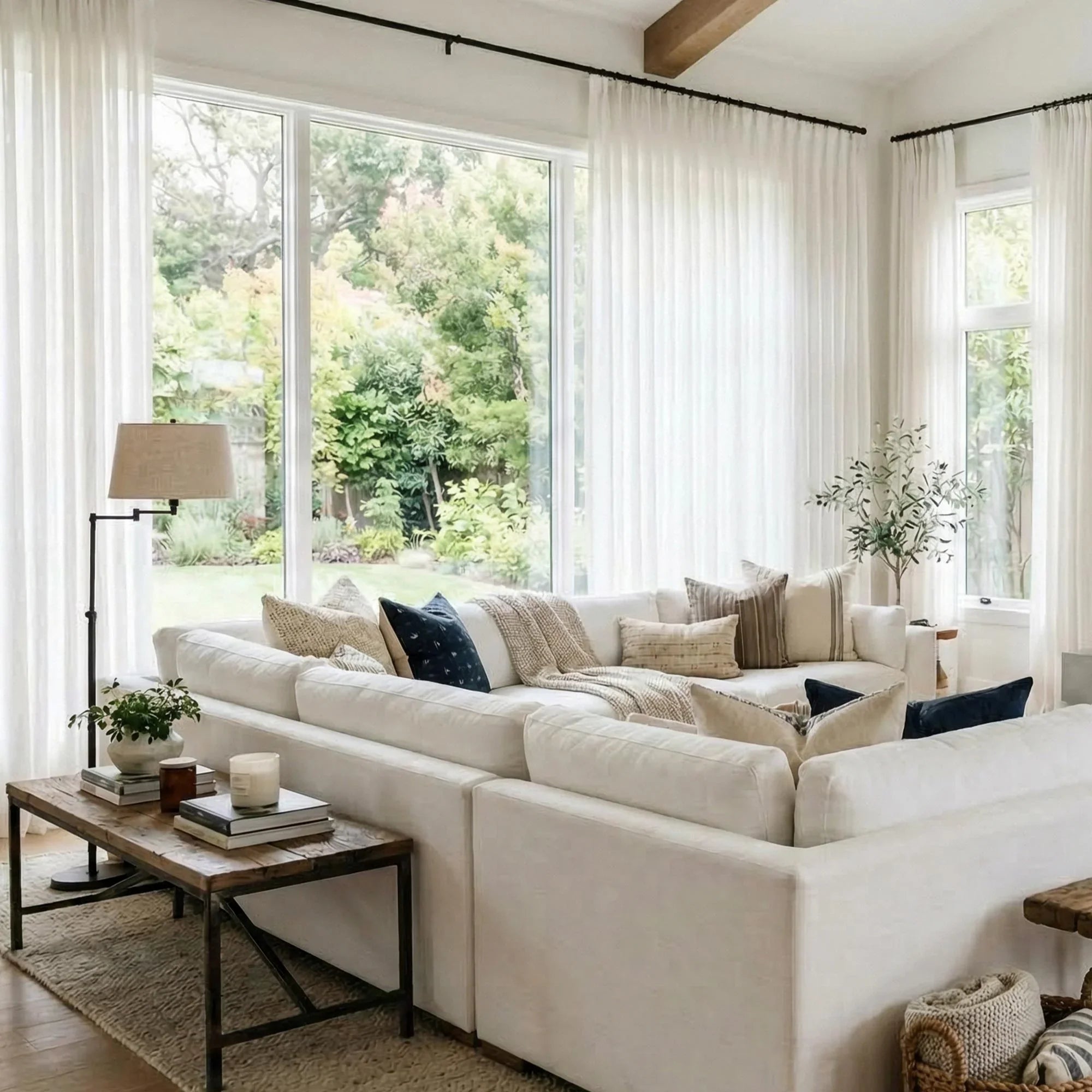 Elvonaeoly Crossweave Linen Look Custom Curtains