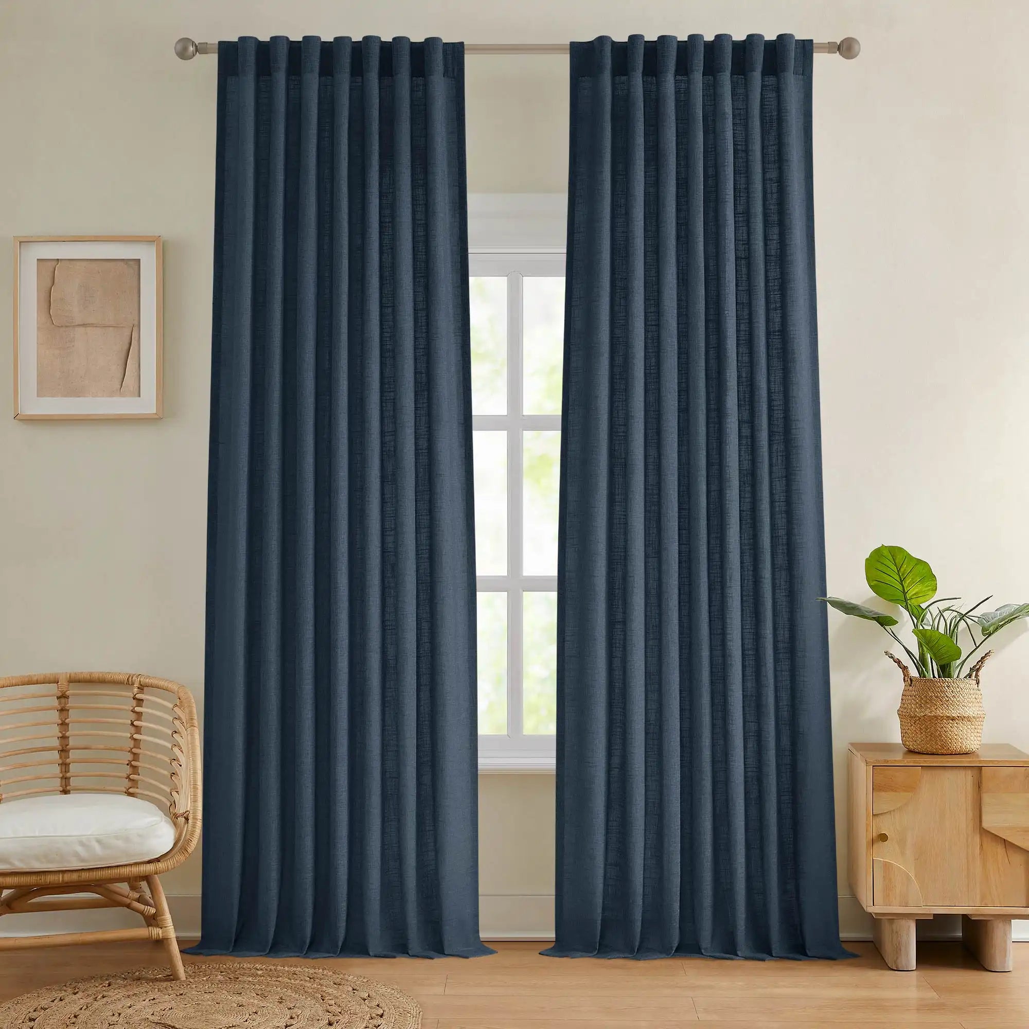 Elvonaeoly Crossweave Linen Look Custom Curtains