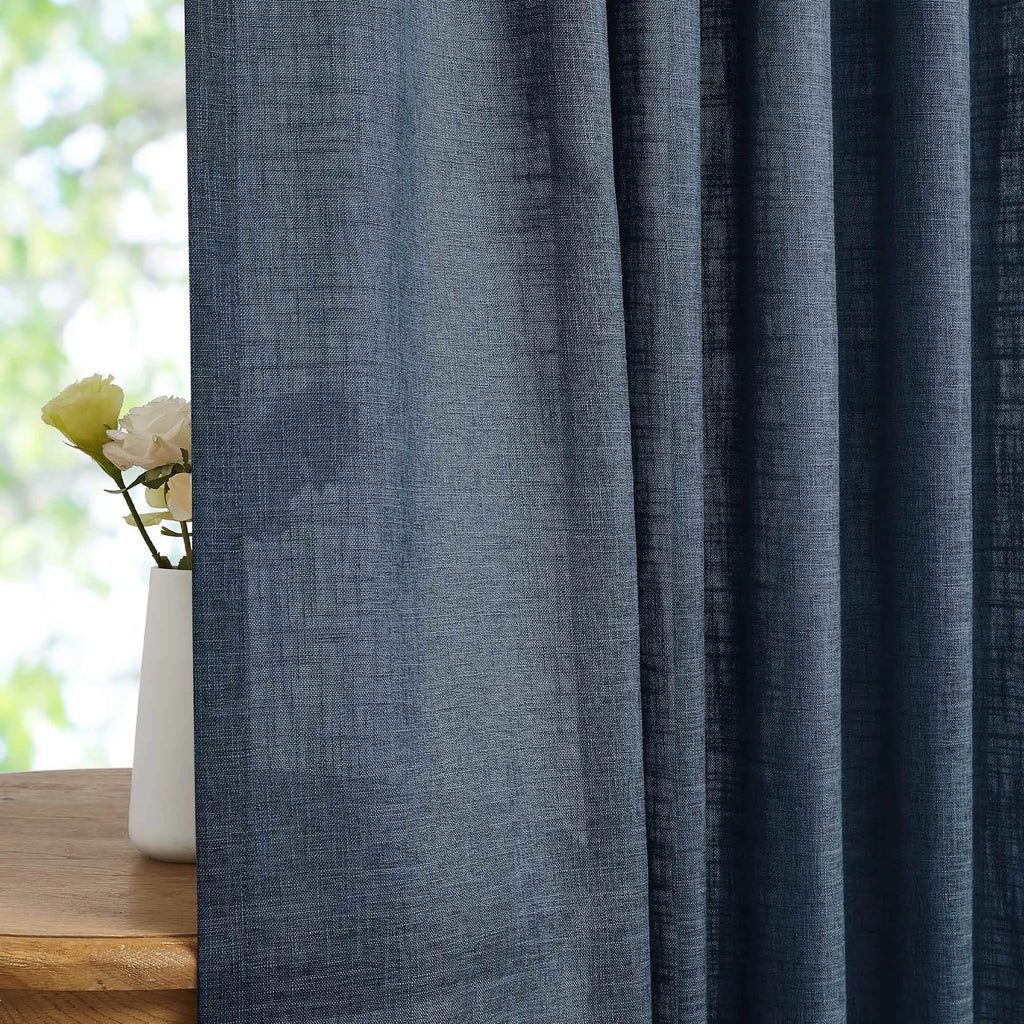 Elvonaeoly Crossweave Linen Look Custom Curtains