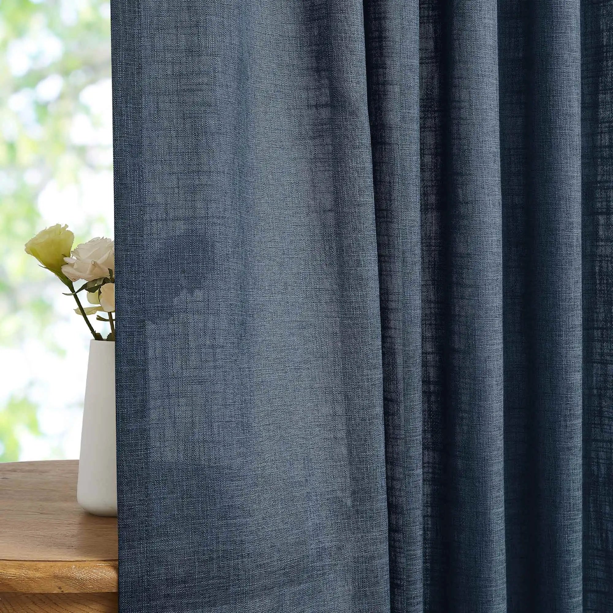 Elvonaeoly Crossweave Linen Look Custom Curtains