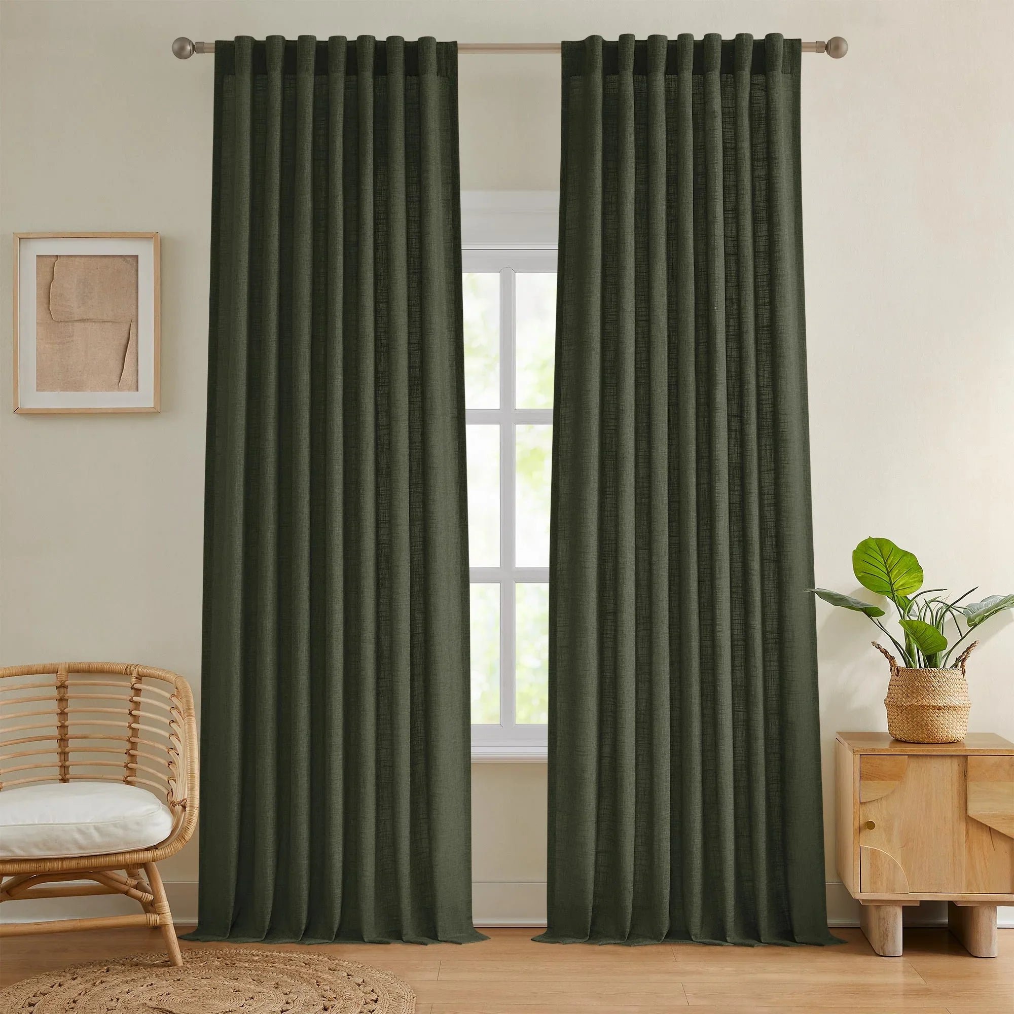 Elvonaeoly Crossweave Linen Look Custom Curtains