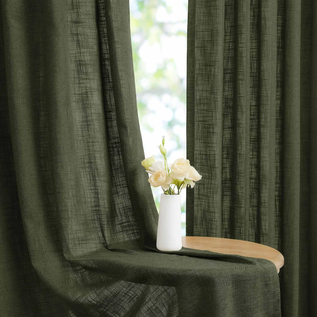 Elvonaeoly Crossweave Linen Look Custom Curtains