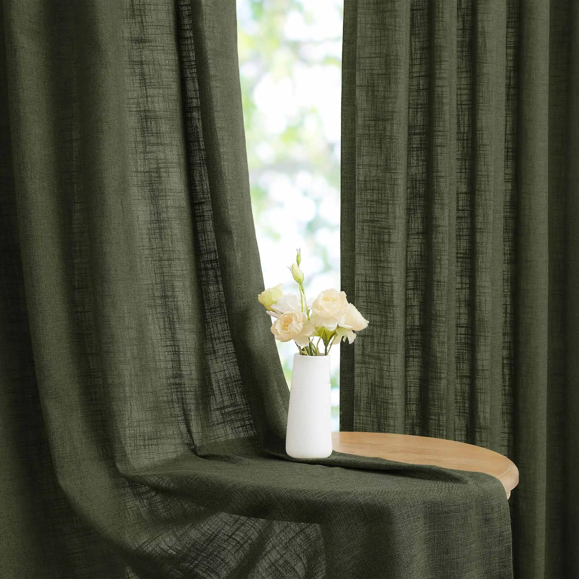Elvonaeoly Crossweave Linen Look Custom Curtains