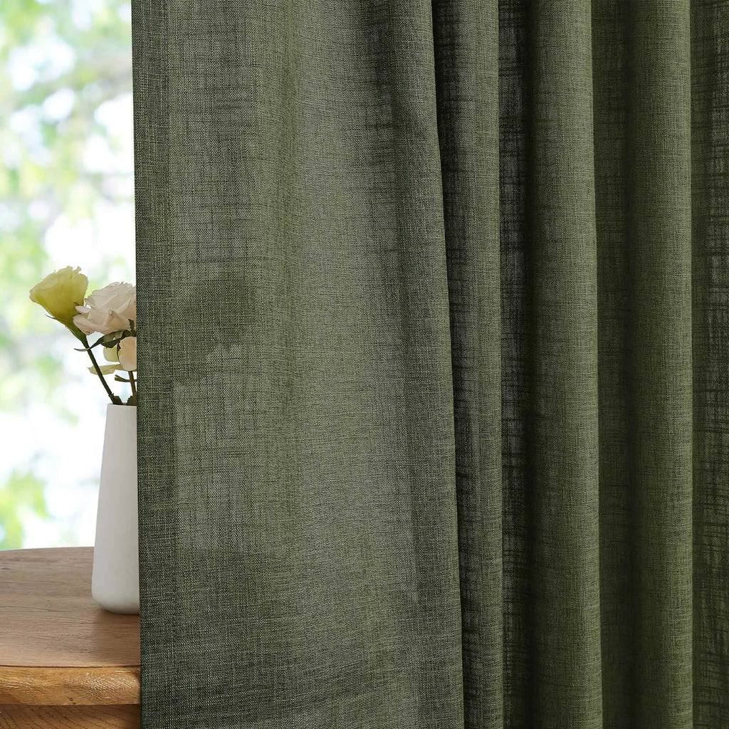 Elvonaeoly Crossweave Linen Look Custom Curtains