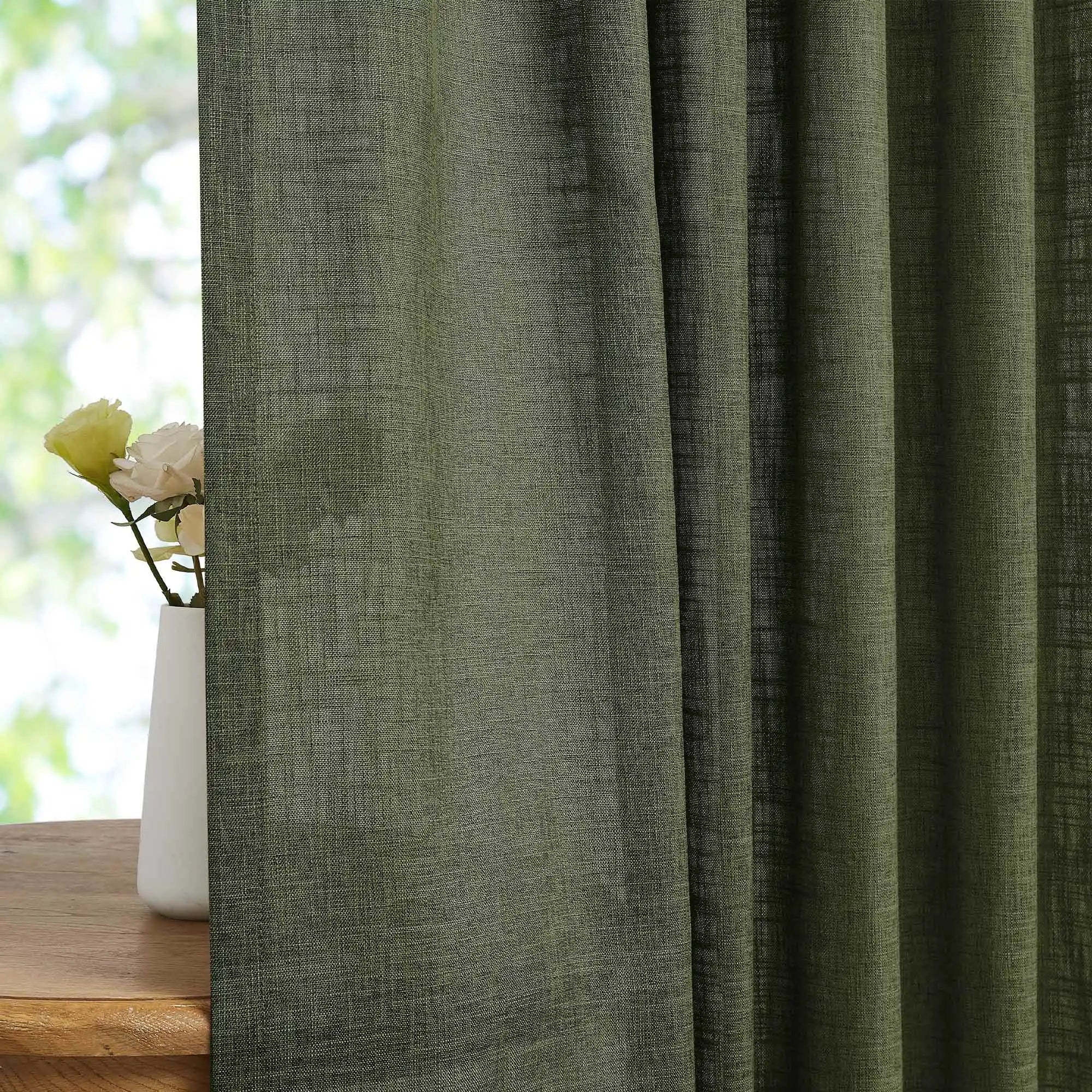 Elvonaeoly Crossweave Linen Look Custom Curtains