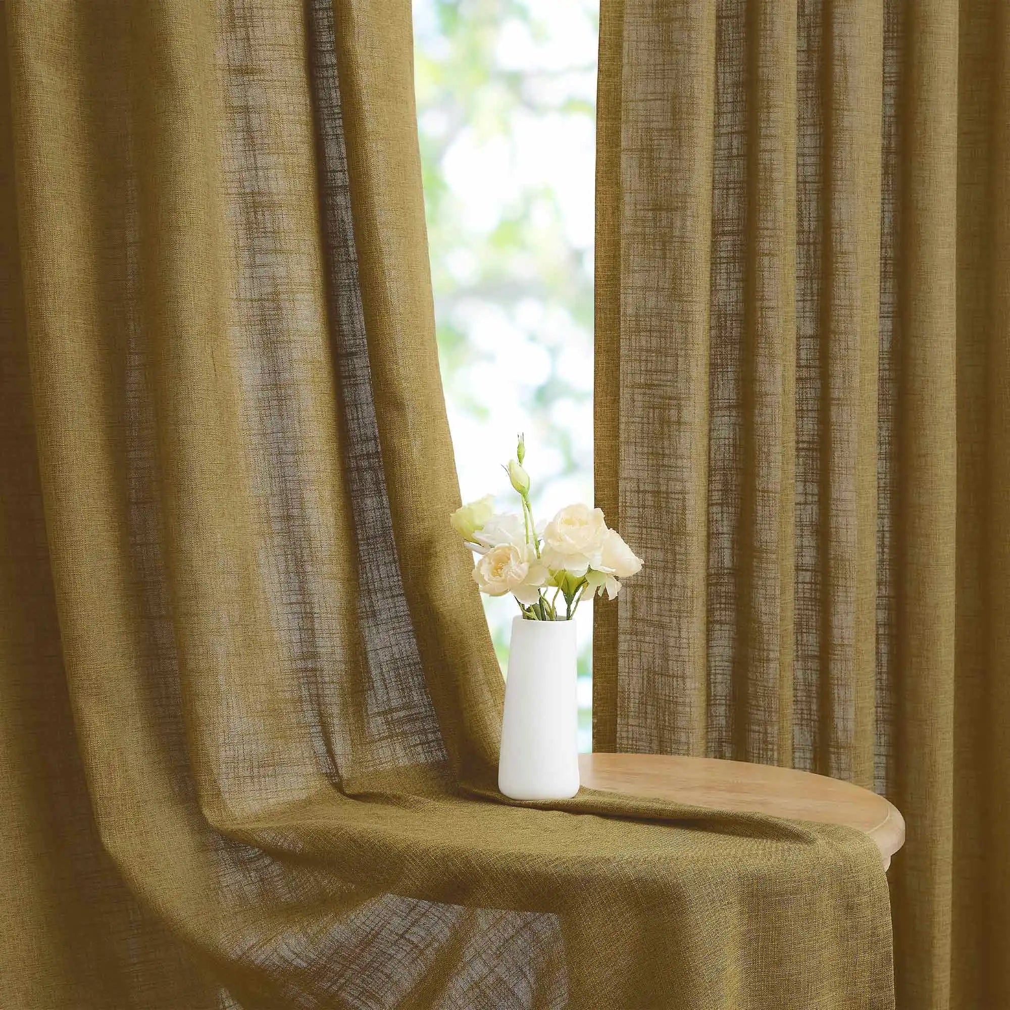 Elvonaeoly Crossweave Linen Look Custom Curtains