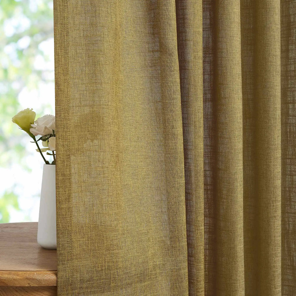 Elvonaeoly Crossweave Linen Look Custom Curtains