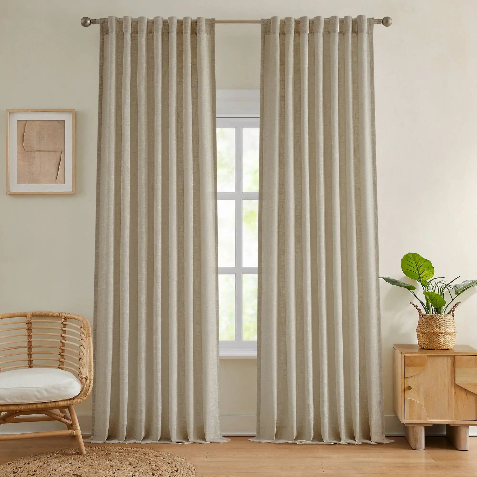 Elvonaeoly Crossweave Linen Look Custom Curtains