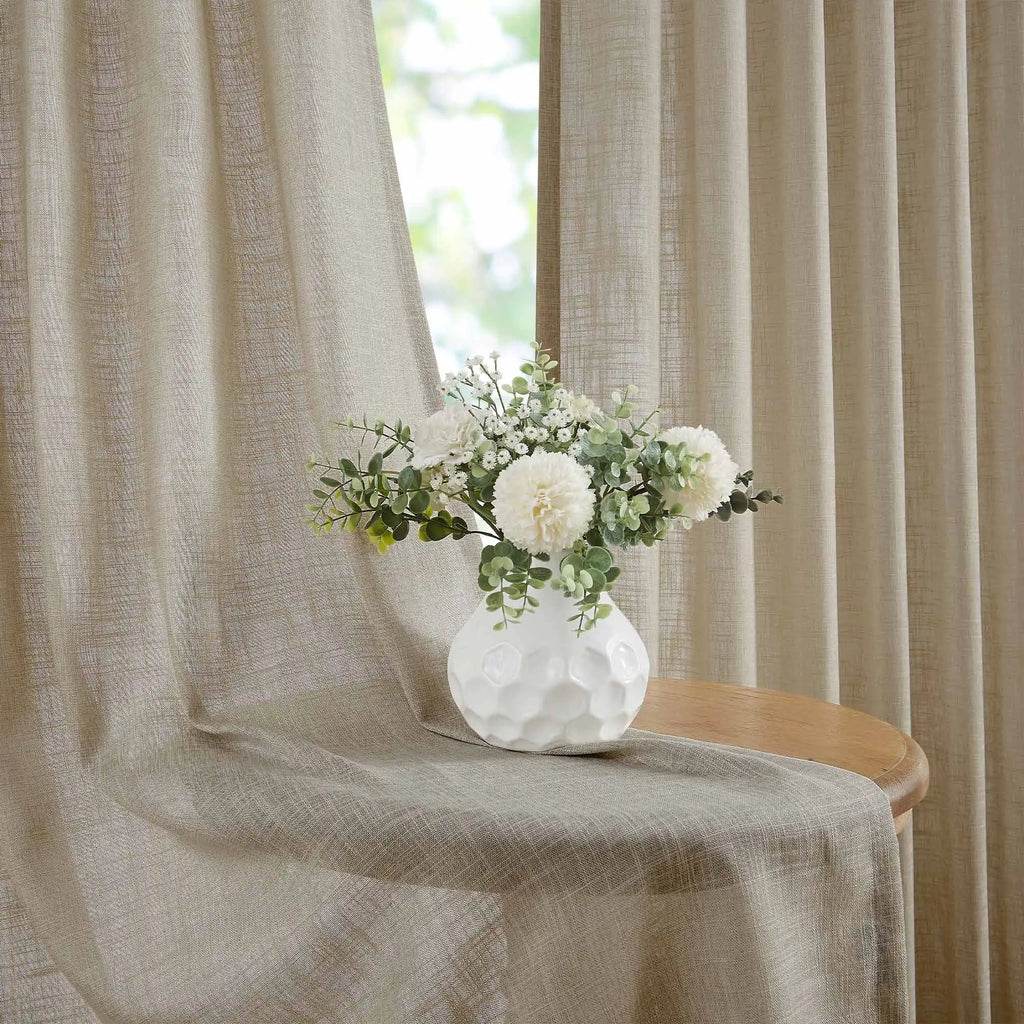 Elvonaeoly Crossweave Linen Look Custom Curtains