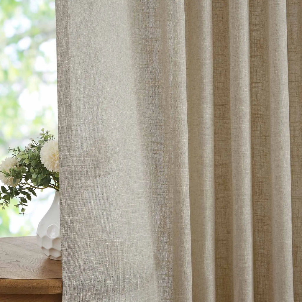 Elvonaeoly Crossweave Linen Look Custom Curtains