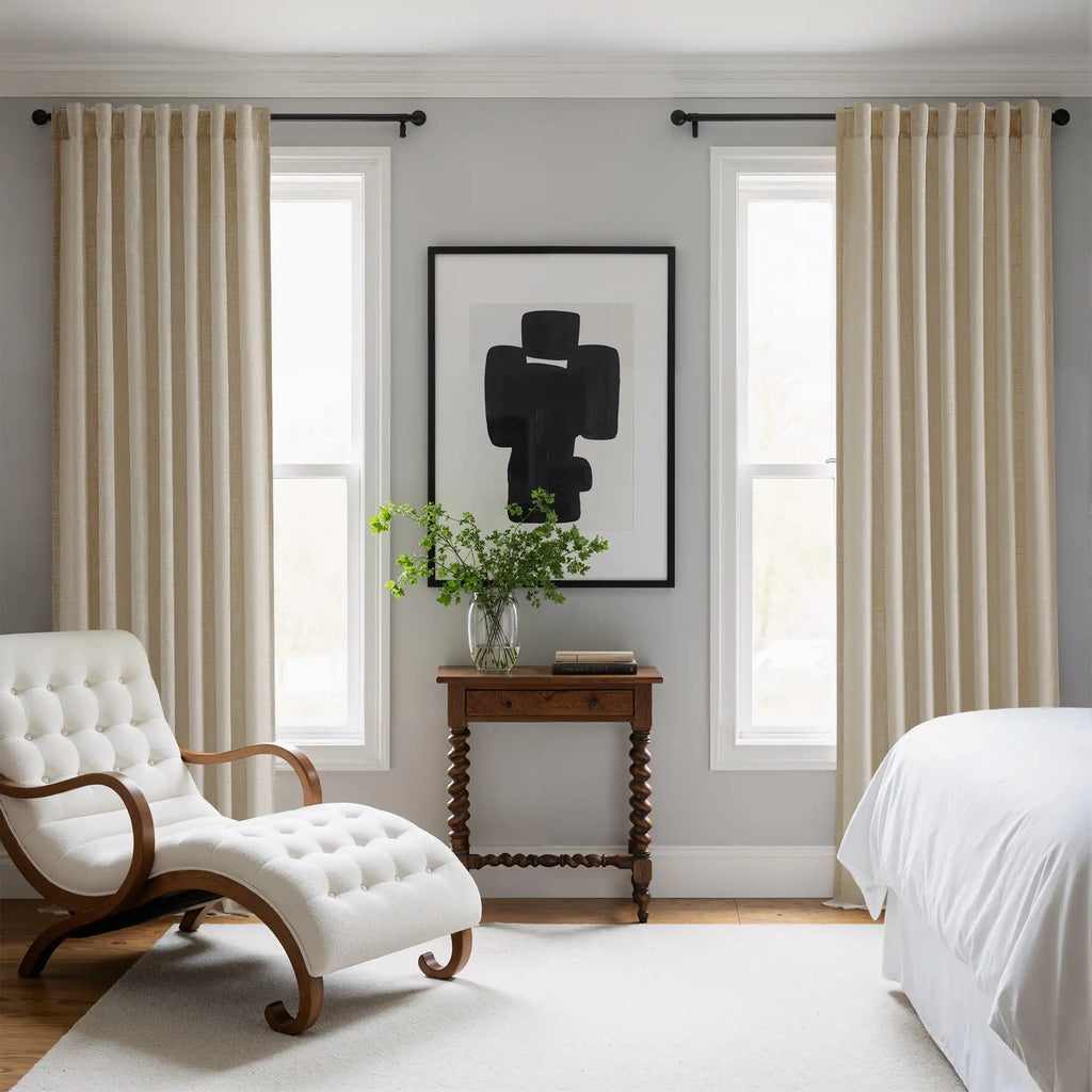 Elvonaeoly Crossweave Linen Look Custom Curtains