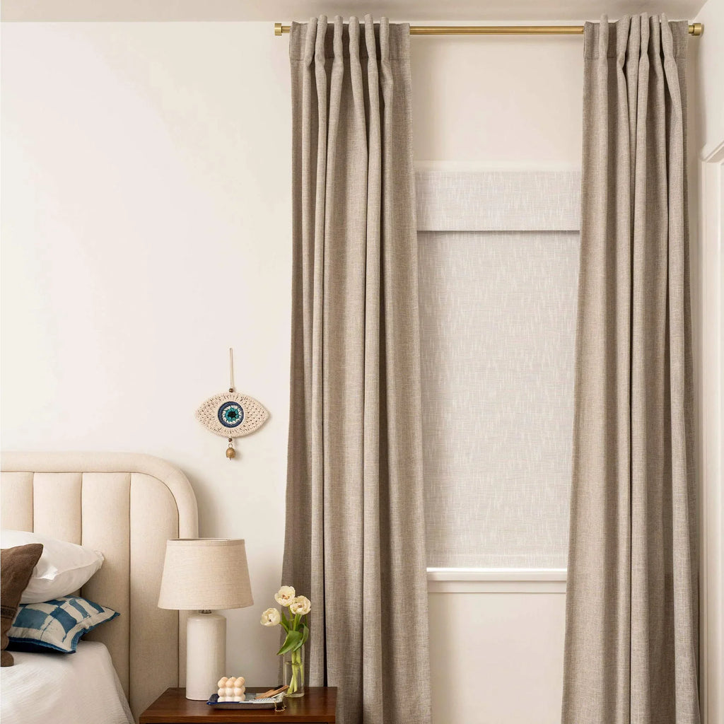 Elvonaeoly Crossweave Linen Look Custom Curtains