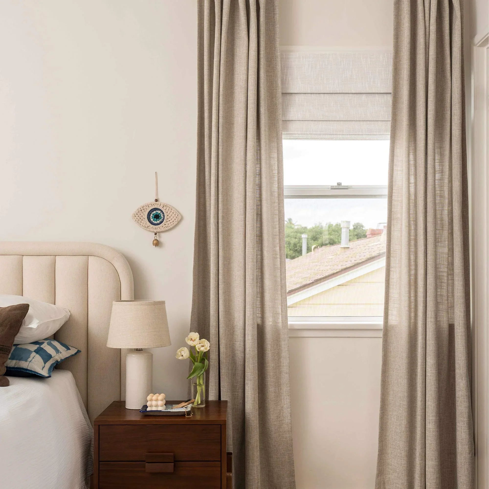 Elvonaeoly Crossweave Linen Look Custom Curtains