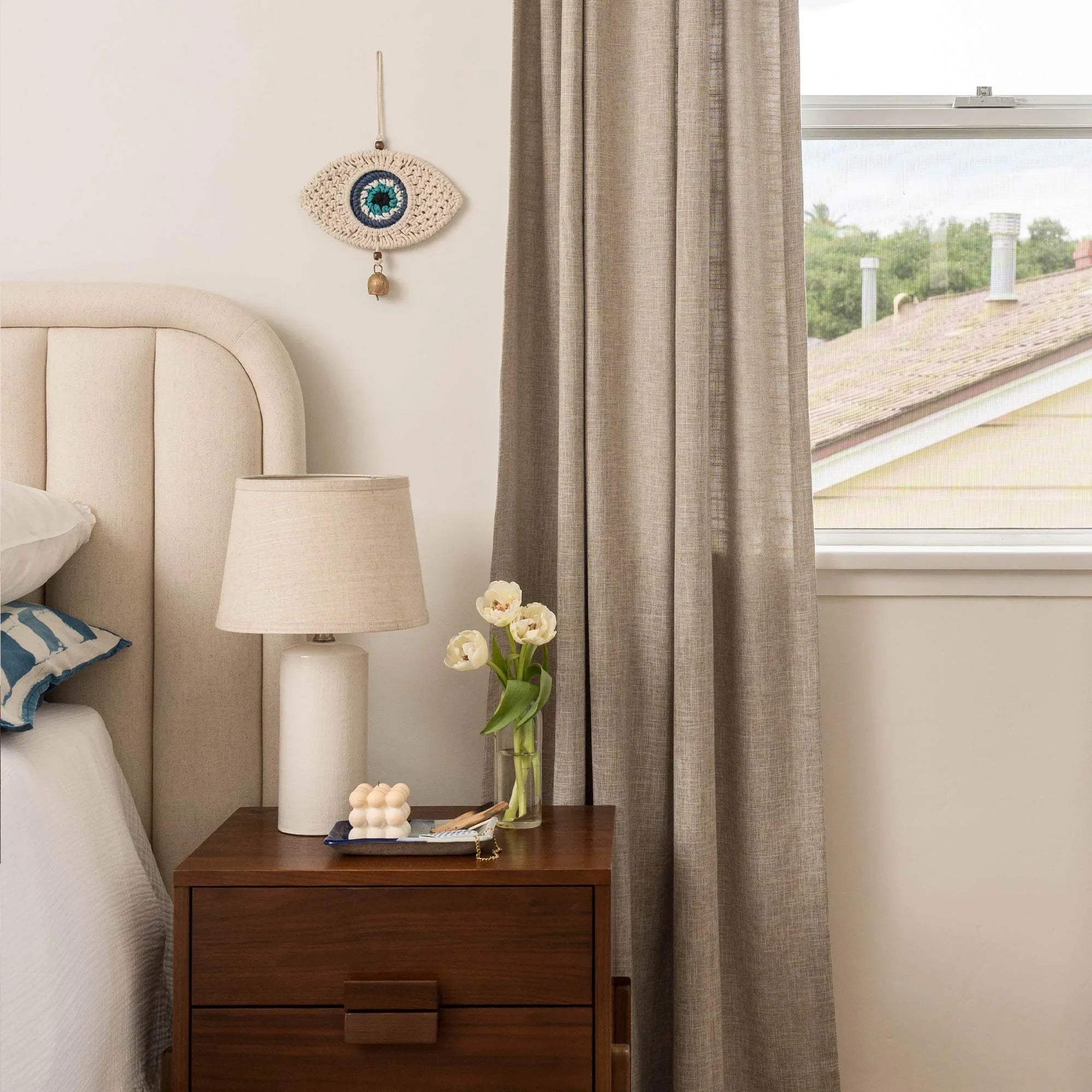 Elvonaeoly Crossweave Linen Look Custom Curtains