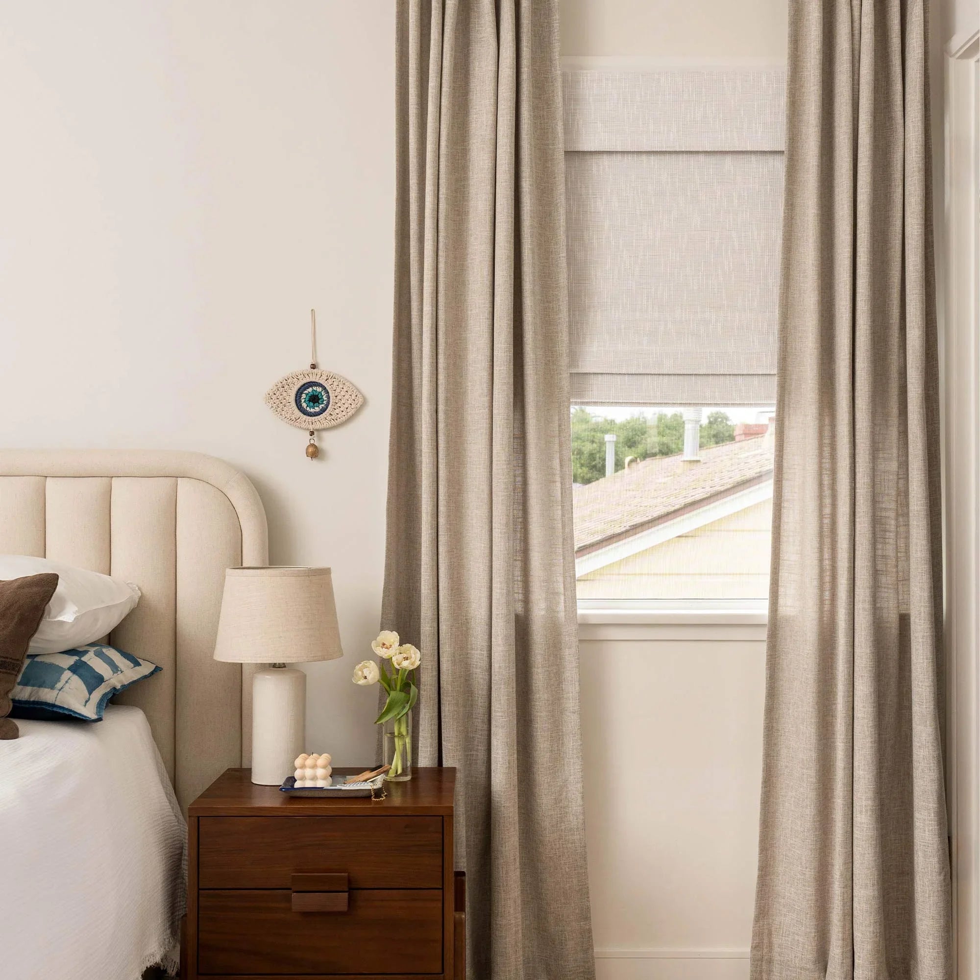 Elvonaeoly Crossweave Linen Look Custom Curtains