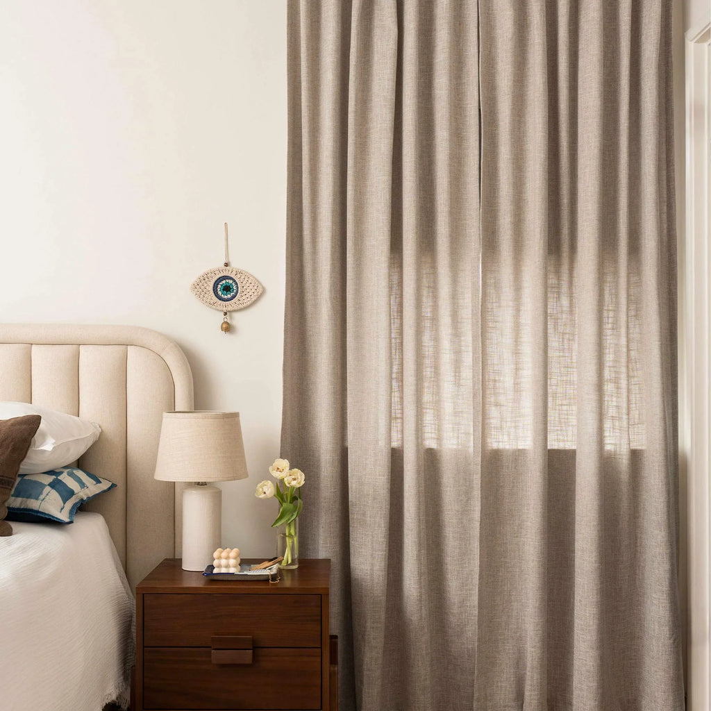 Elvonaeoly Crossweave Linen Look Custom Curtains