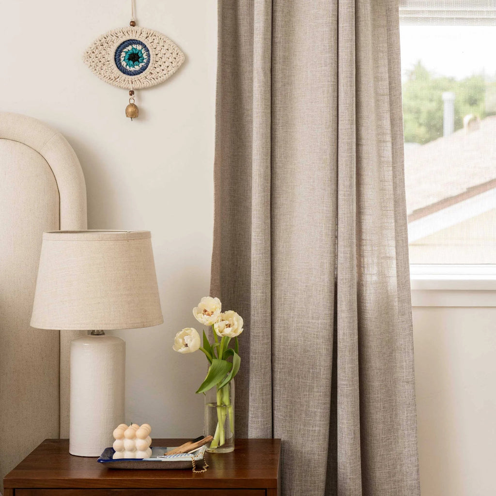 Elvonaeoly Crossweave Linen Look Custom Curtains
