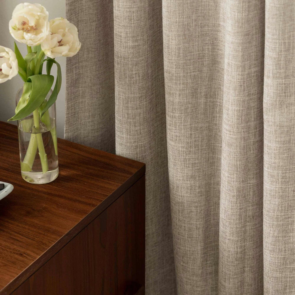 Elvonaeoly Crossweave Linen Look Custom Curtains