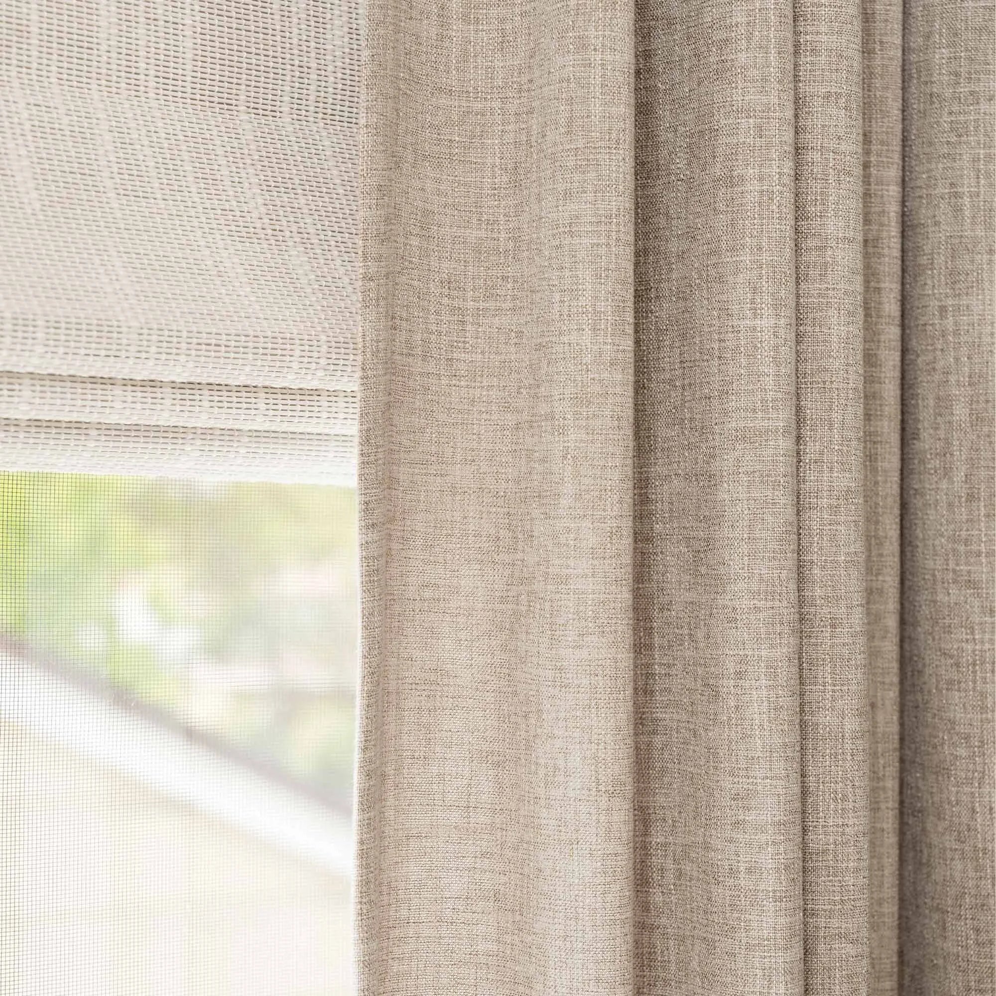 Elvonaeoly Crossweave Linen Look Custom Curtains