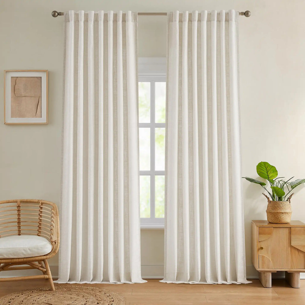 Elvonaeoly Crossweave Linen Look Custom Curtains