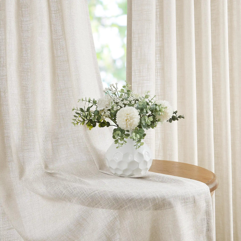 Elvonaeoly Crossweave Linen Look Custom Curtains