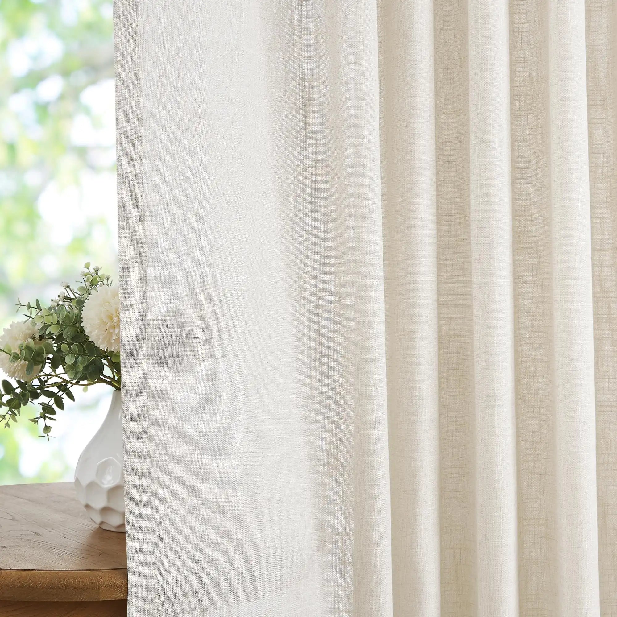 Elvonaeoly Crossweave Linen Look Custom Curtains