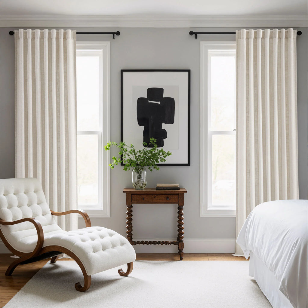 Elvonaeoly Crossweave Linen Look Custom Curtains