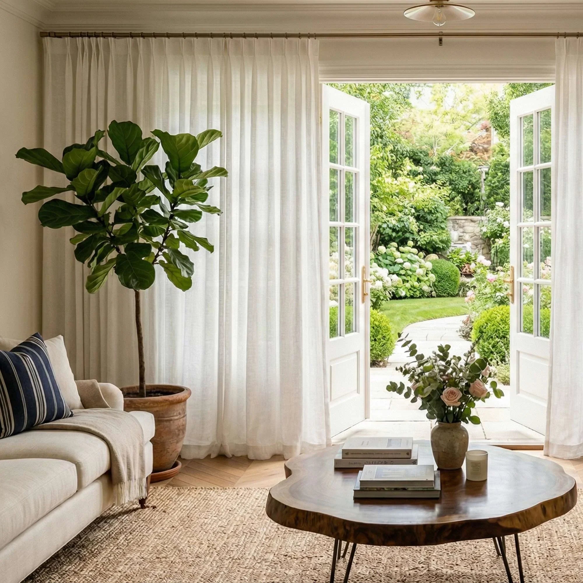 Elvonaeoly Crossweave Linen Look Custom Curtains