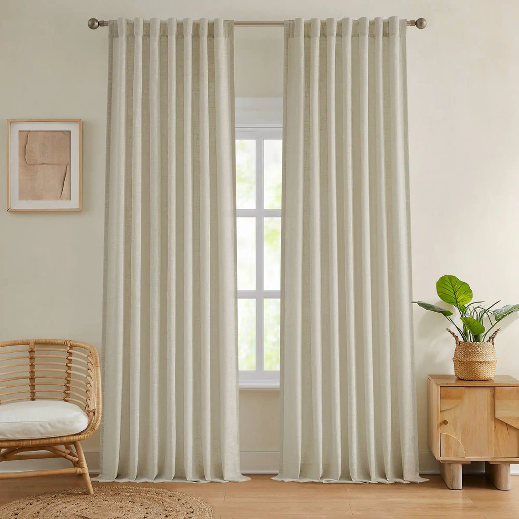 Elvonaeoly Crossweave Linen Look Custom Curtains