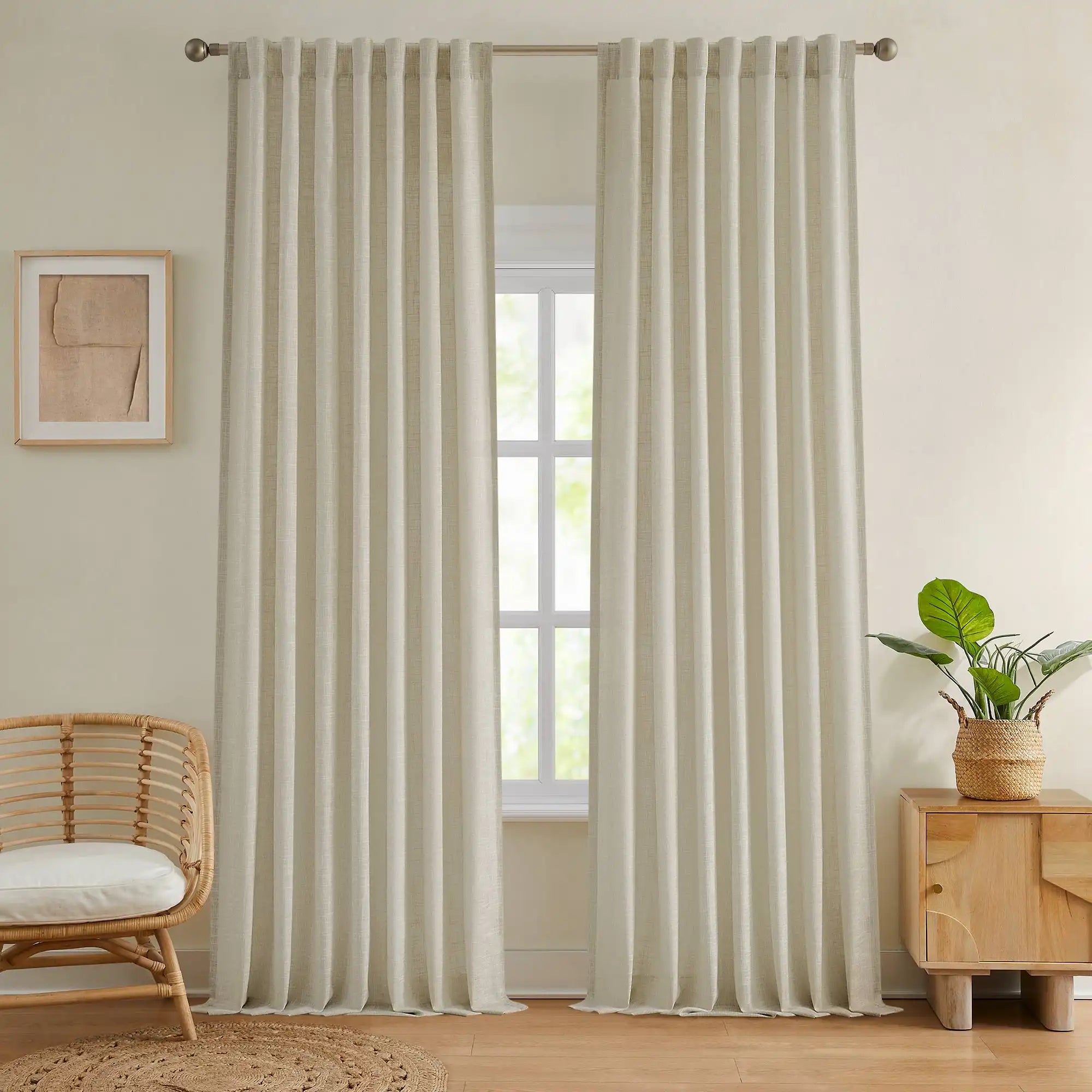 Elvonaeoly Crossweave Linen Look Custom Curtains