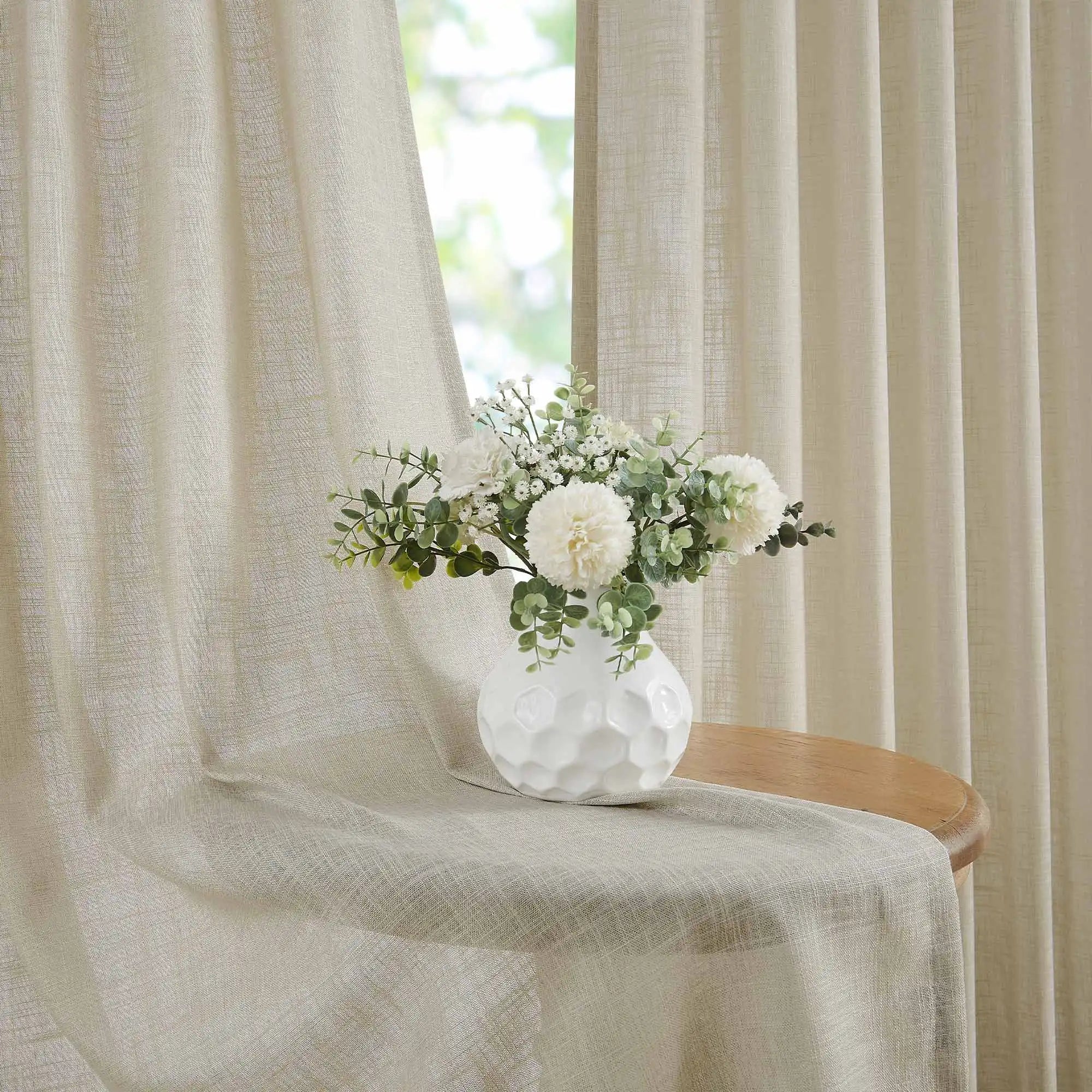 Elvonaeoly Crossweave Linen Look Custom Curtains