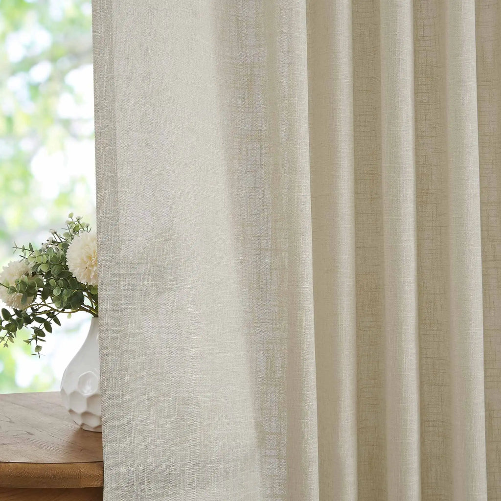 Elvonaeoly Crossweave Linen Look Custom Curtains