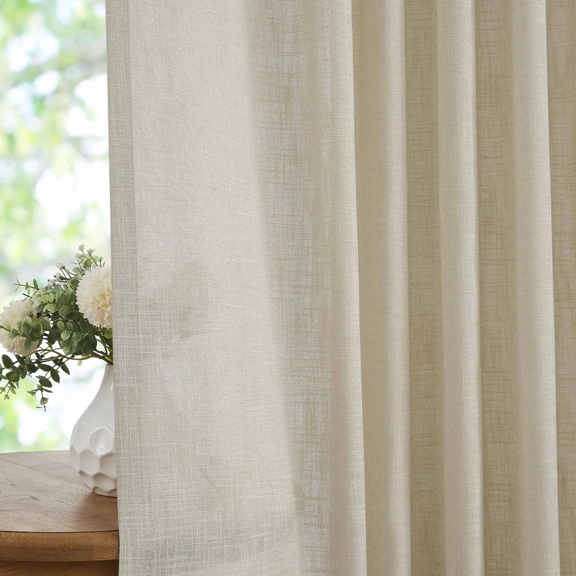 Elvonaeoly Crossweave Linen Look Custom Curtains