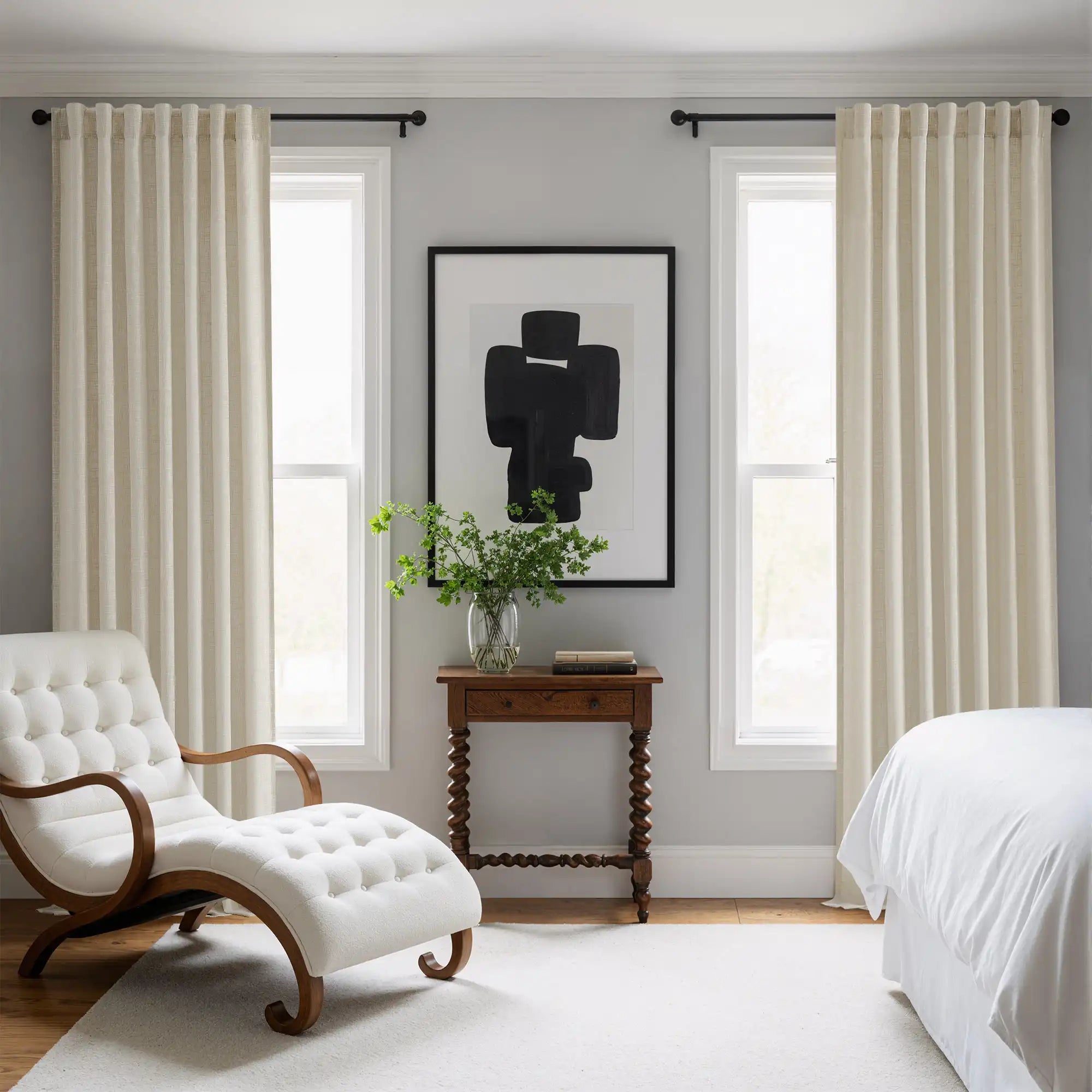 Elvonaeoly Crossweave Linen Look Custom Curtains