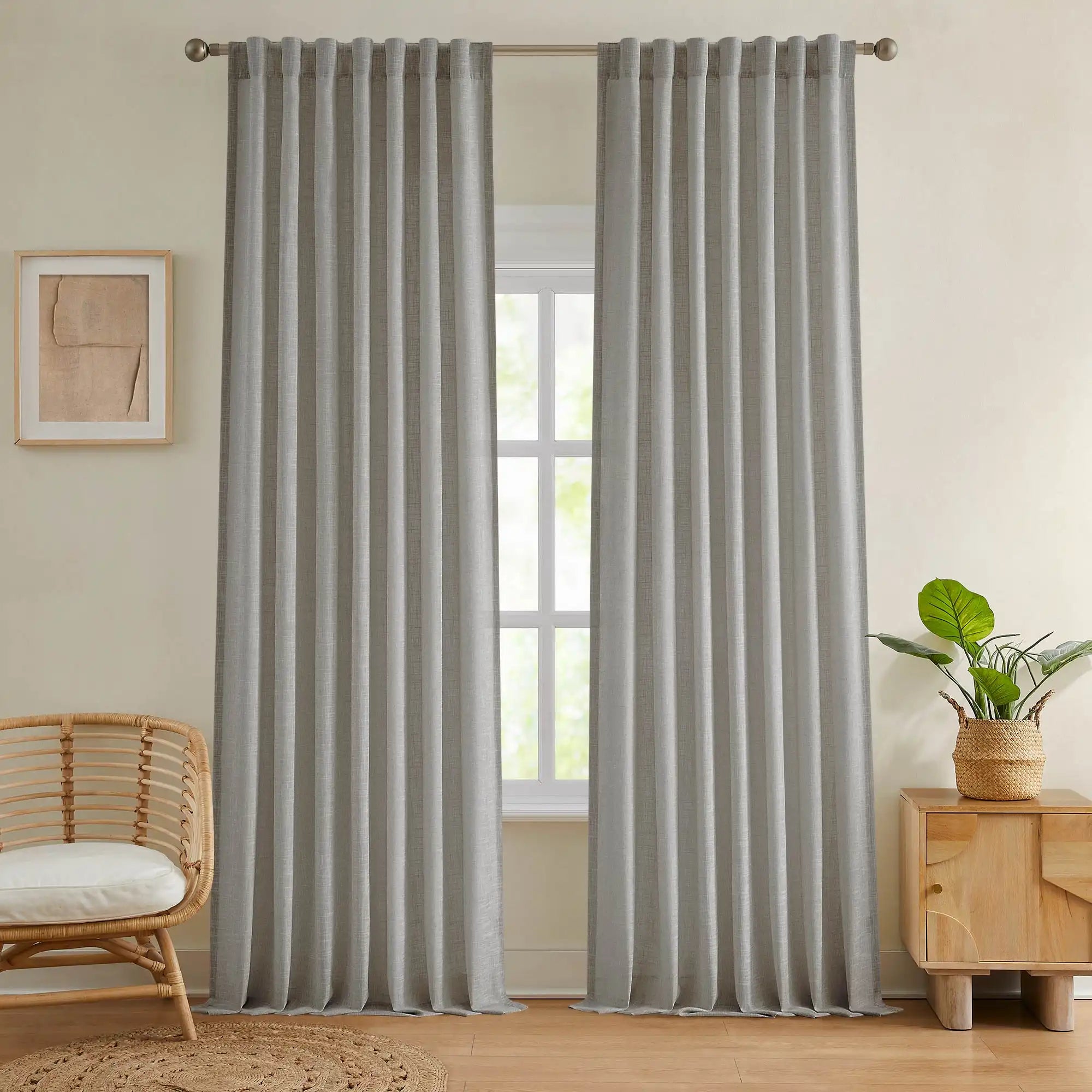 Elvonaeoly Crossweave Linen Look Custom Curtains