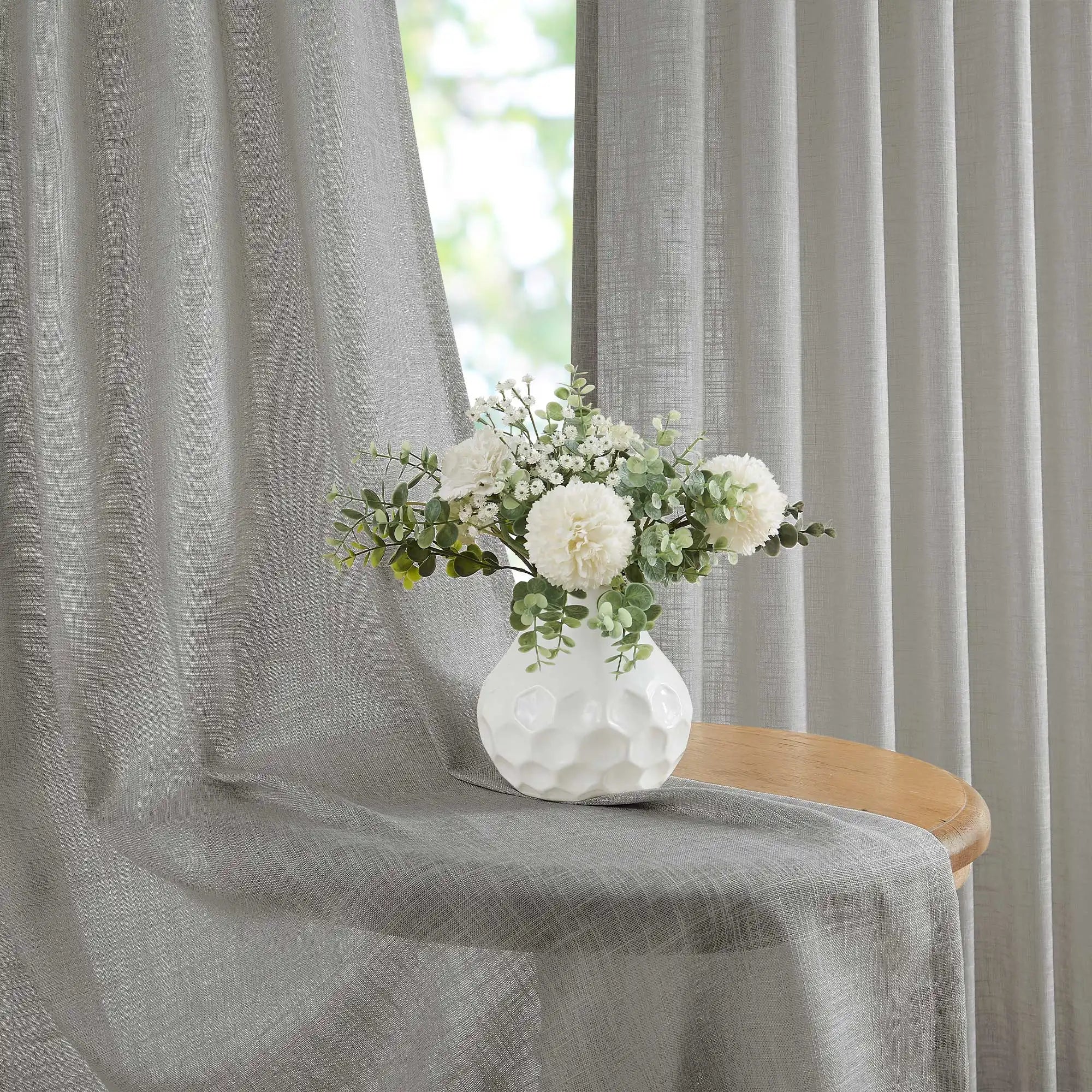 Elvonaeoly Crossweave Linen Look Custom Curtains