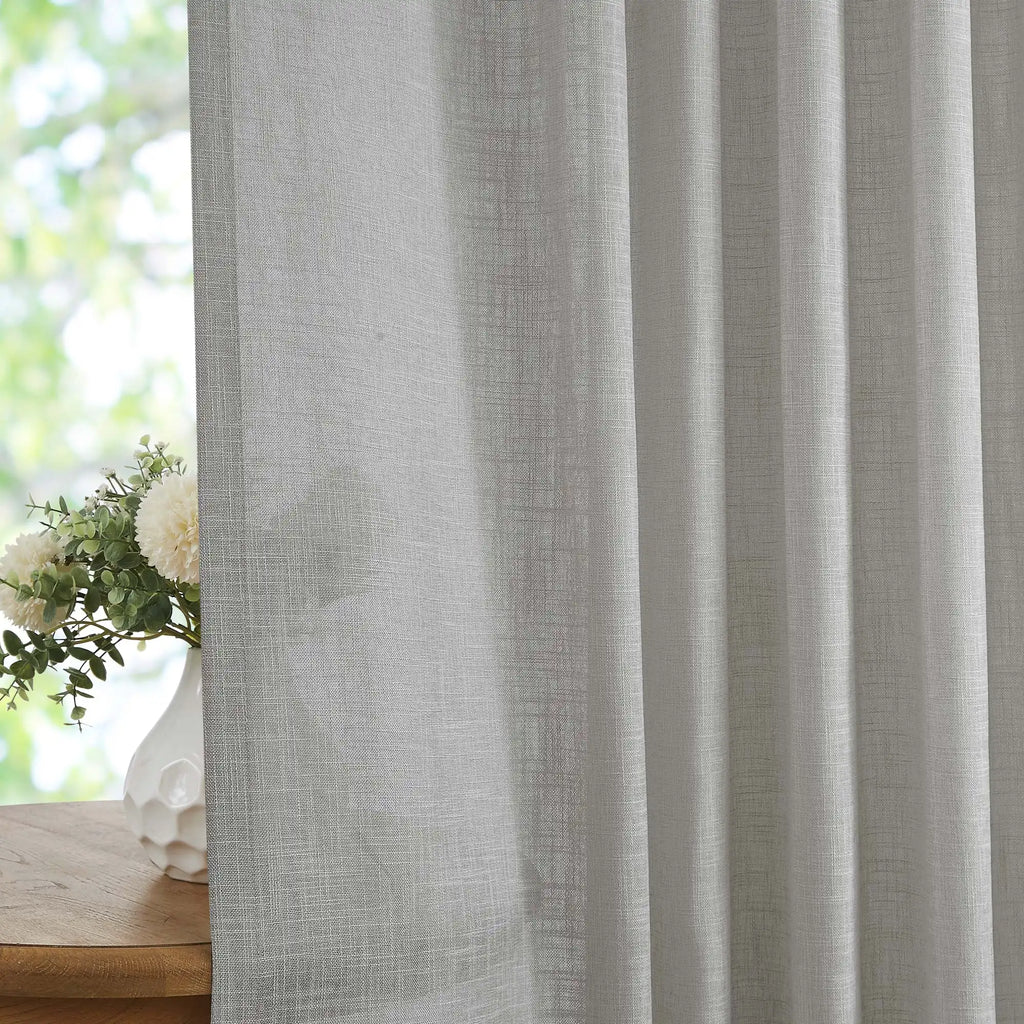 Elvonaeoly Crossweave Linen Look Custom Curtains